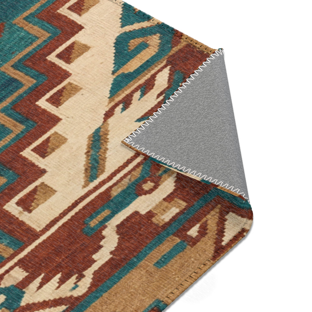 Southwestern Aztec Eagle Pattern Area Rug | Tribal Geometric Floor Mat