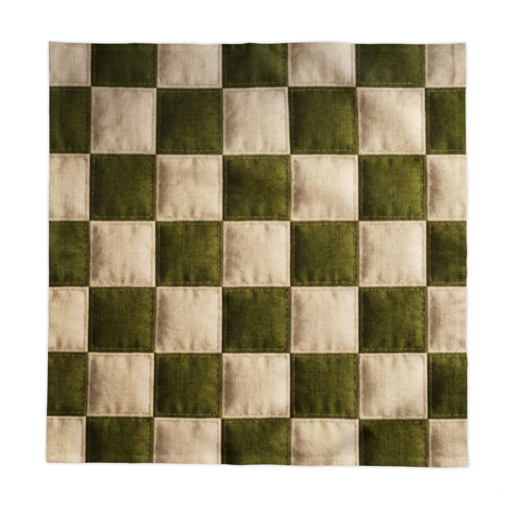 Green & Cream Checkerboard Tablecloth – Farmhouse Cotton Table Cover