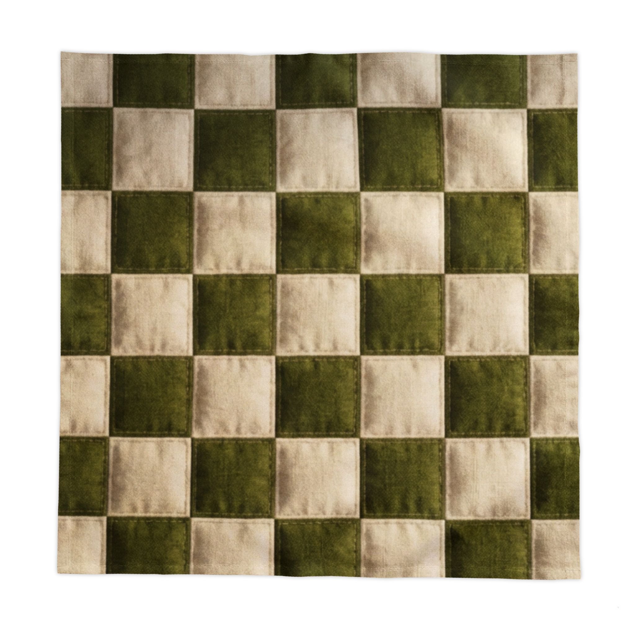 Green and Cream Checkerboard Tablecloth | Farmhouse Picnic Tablecloth