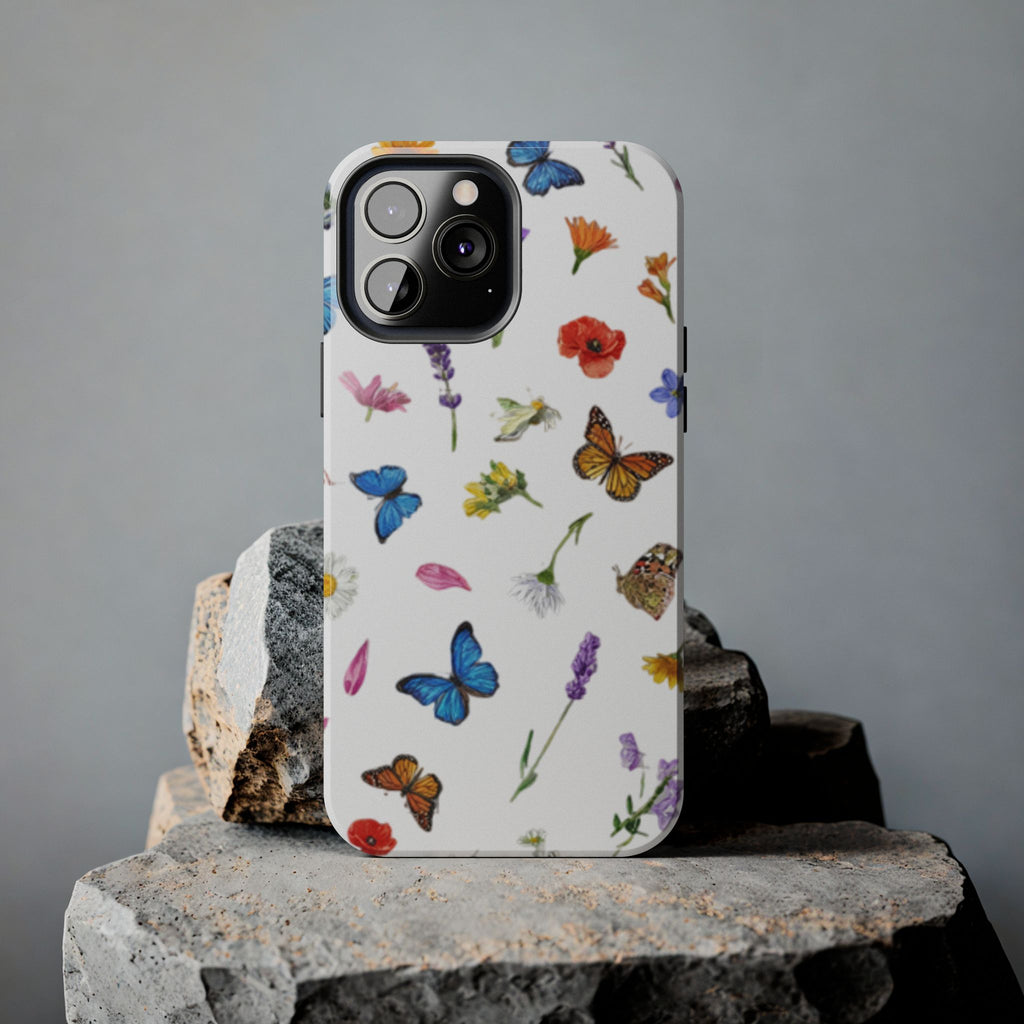 Butterfly Meadow Tough Phone Case / Floral Protective Phone Cover