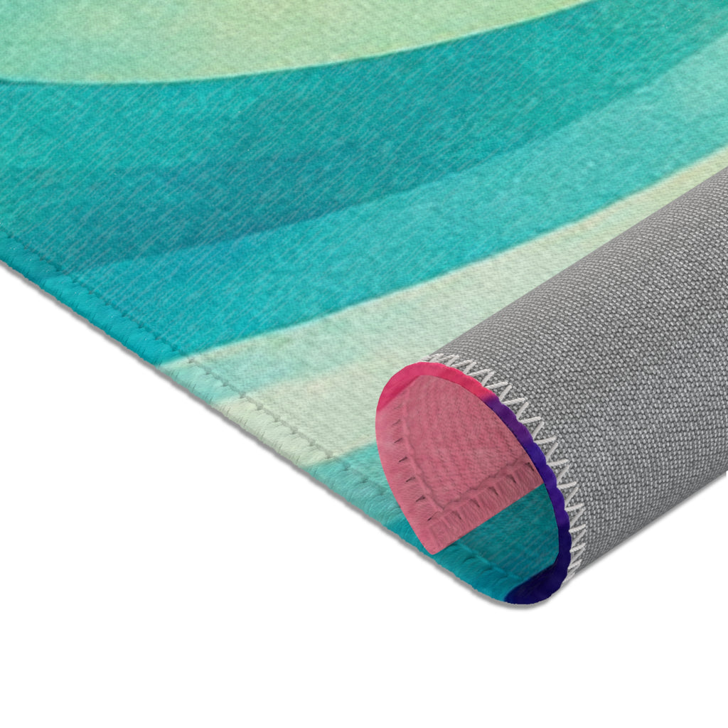 Rainbow Swirl Area Rug | Abstract Colorful Spiral