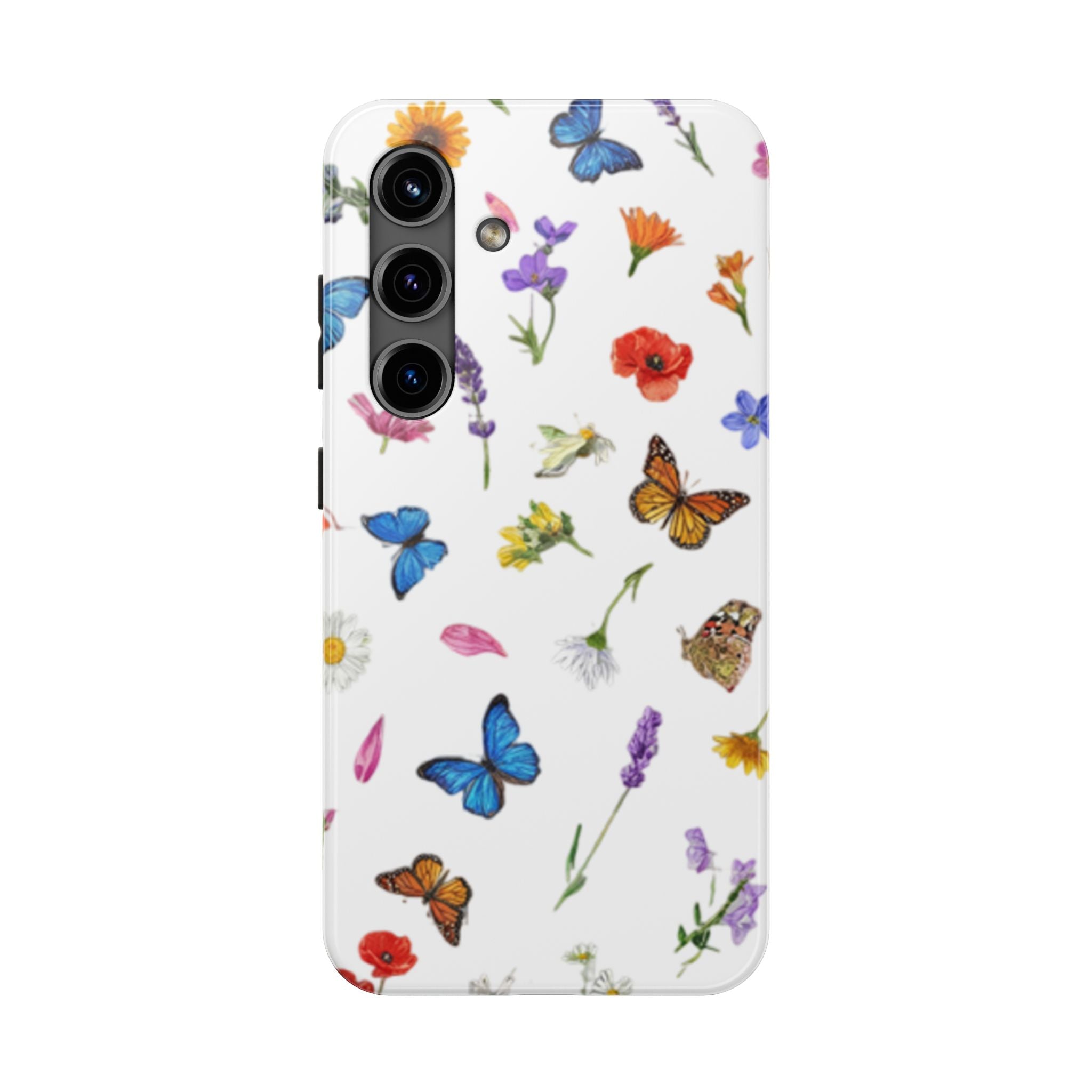 Butterfly Meadow Tough Phone Case / Floral Protective Phone Cover