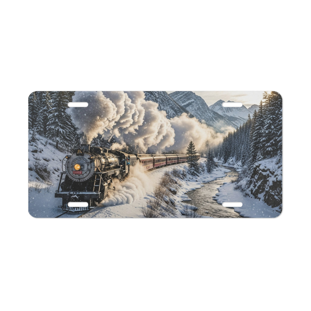 Vanity Plate Steam Train in Snow