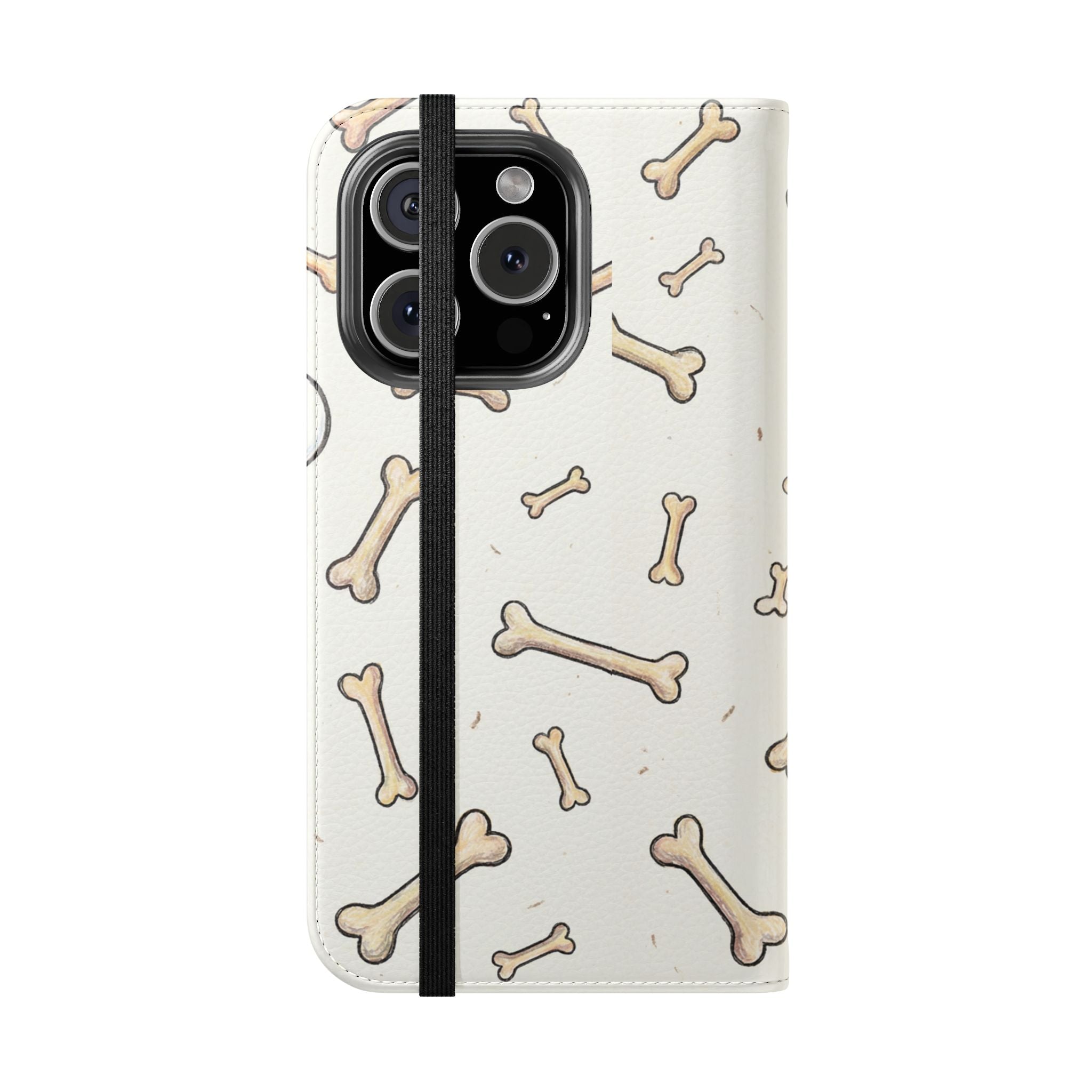Pug & Bones Phone Flip Case / Cute Dog Wallet Cover