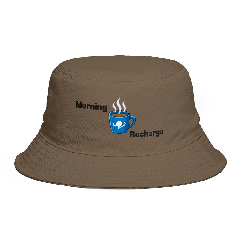 Morning Recharge Coffee Cup Bucket Hat | Steaming Coffee Graphic
