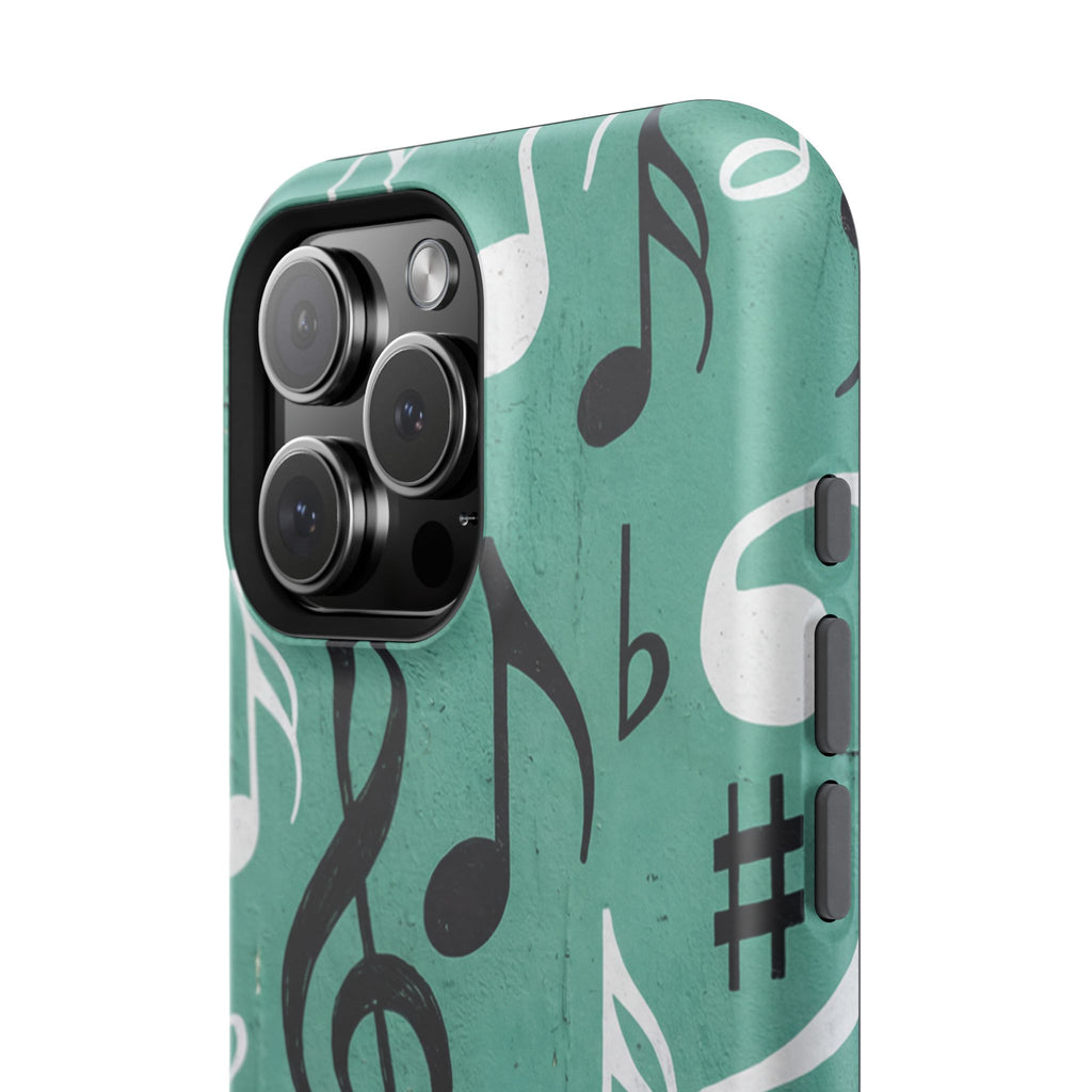 Teal Music Notes Phone Case | Impact-Resistant Case