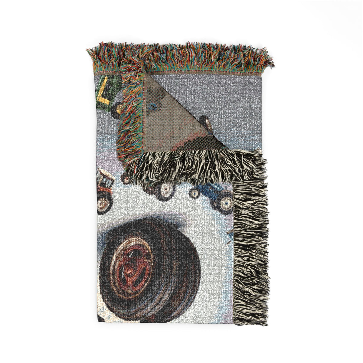 Vintage Farm Tractor Woven Blanket | Retro Tractor Throw, Rustic Farm Decor