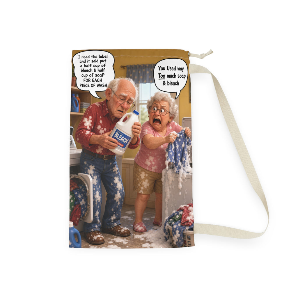 Funny Cartoon Laundry Bag — 'You Used Way Too Much Soap & Bleach'