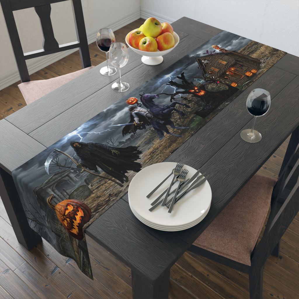 Haunted Graveyard Table Runner — Spooky Halloween Haunted House & Jack-o’-Lantern Décor