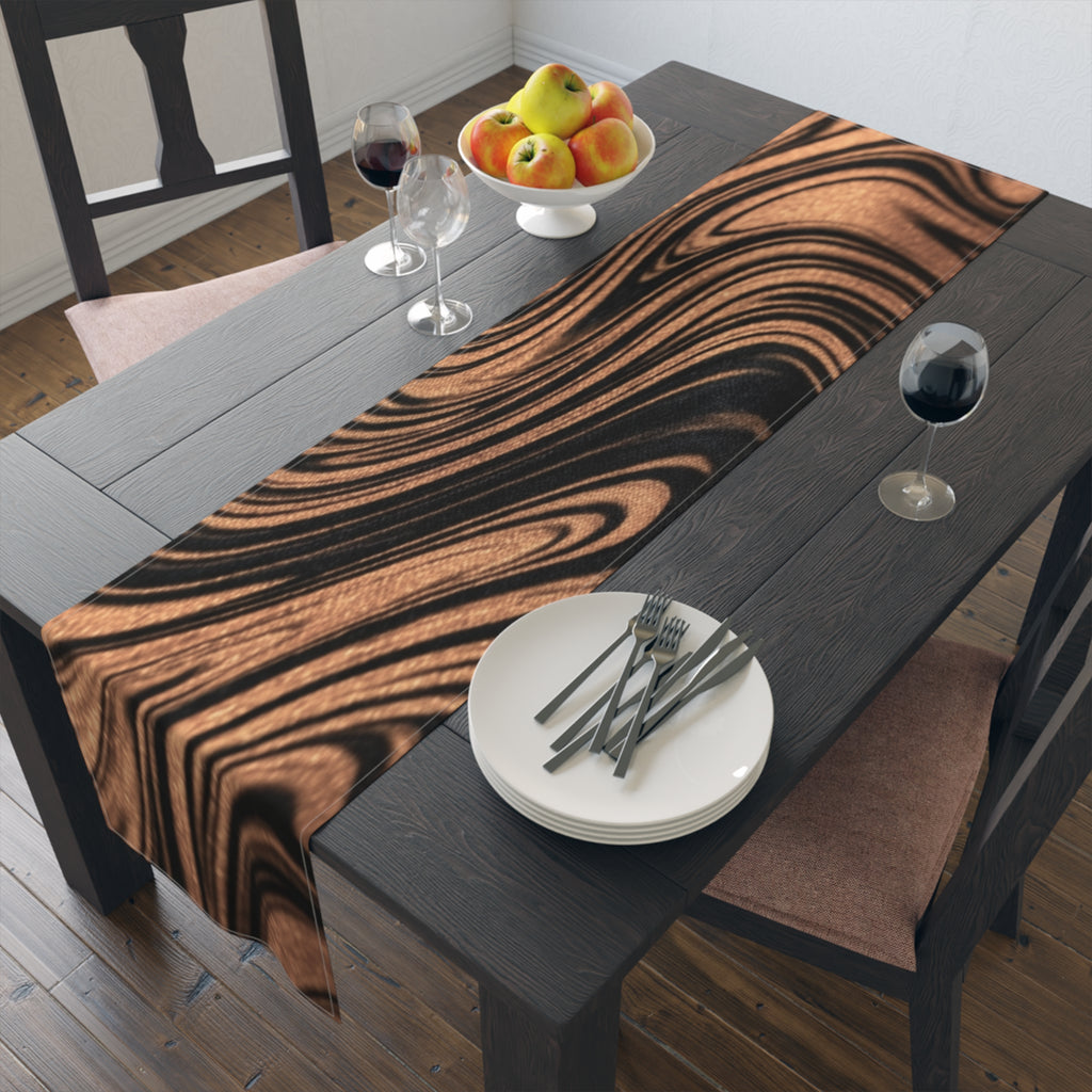 Halloween Copper Marble Swirl Table Runner | Abstract Woodgrain Pattern