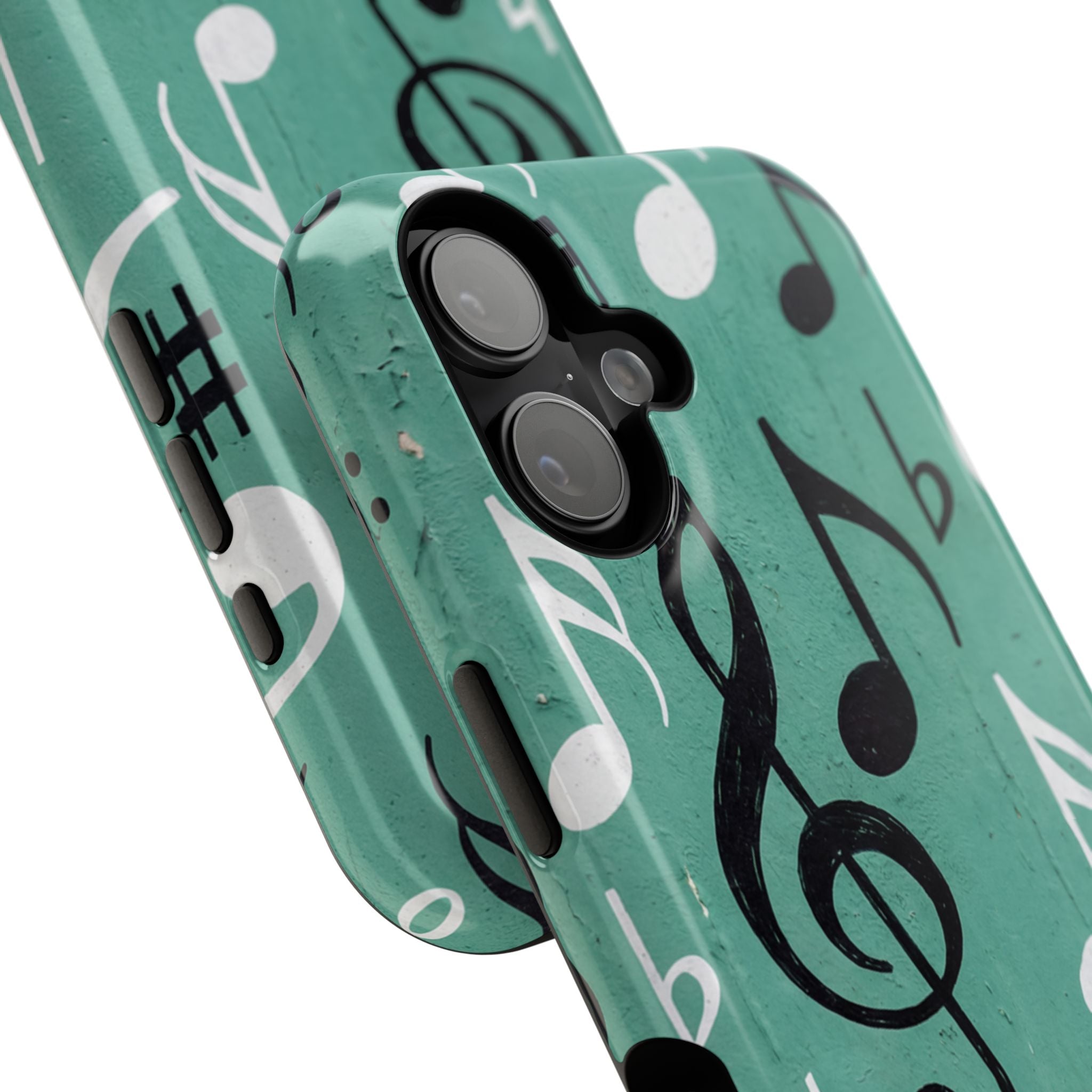 Teal Music Notes Phone Case | Impact-Resistant Case