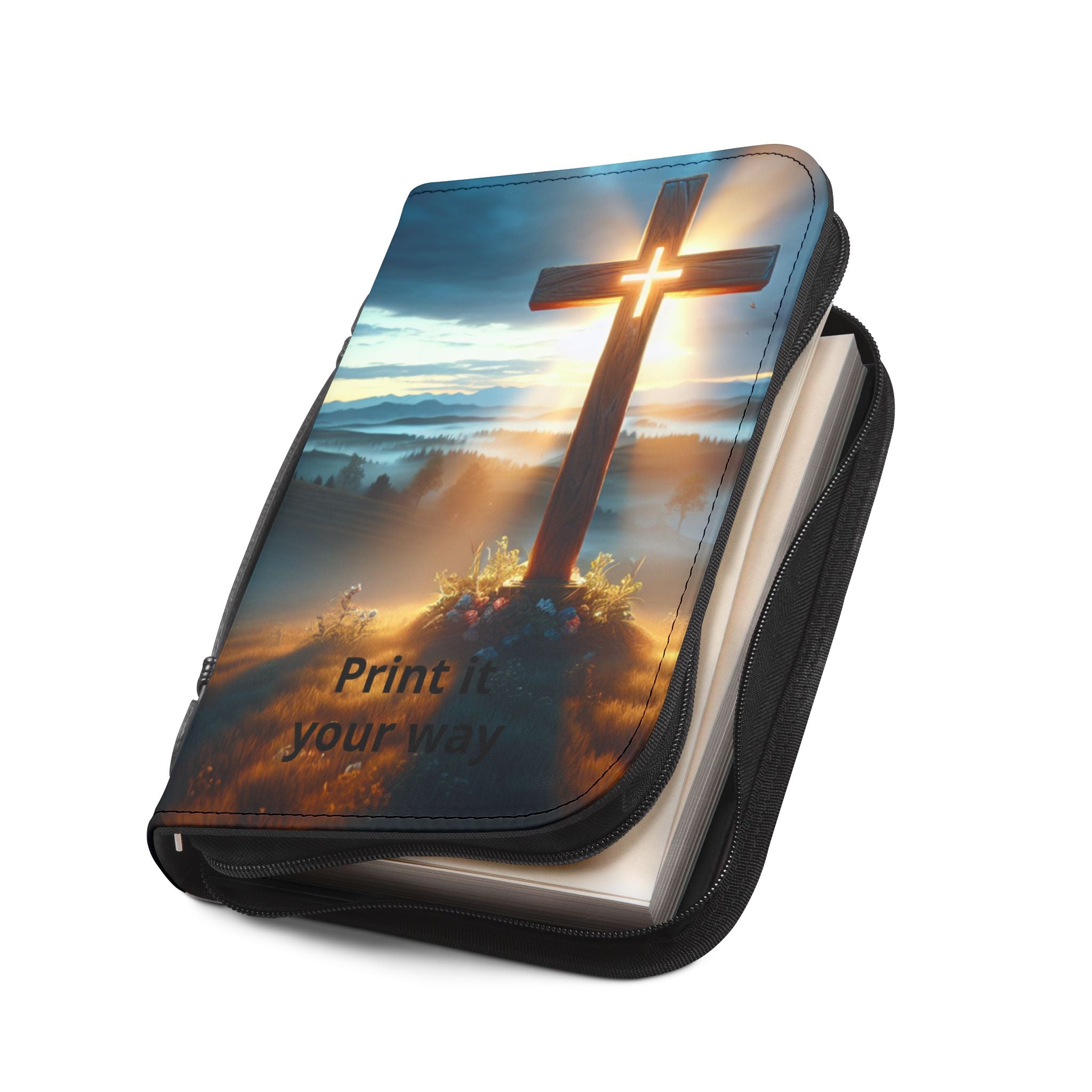 Bible Cover/Light from Heaven With Cross/ 100% PU Leather/