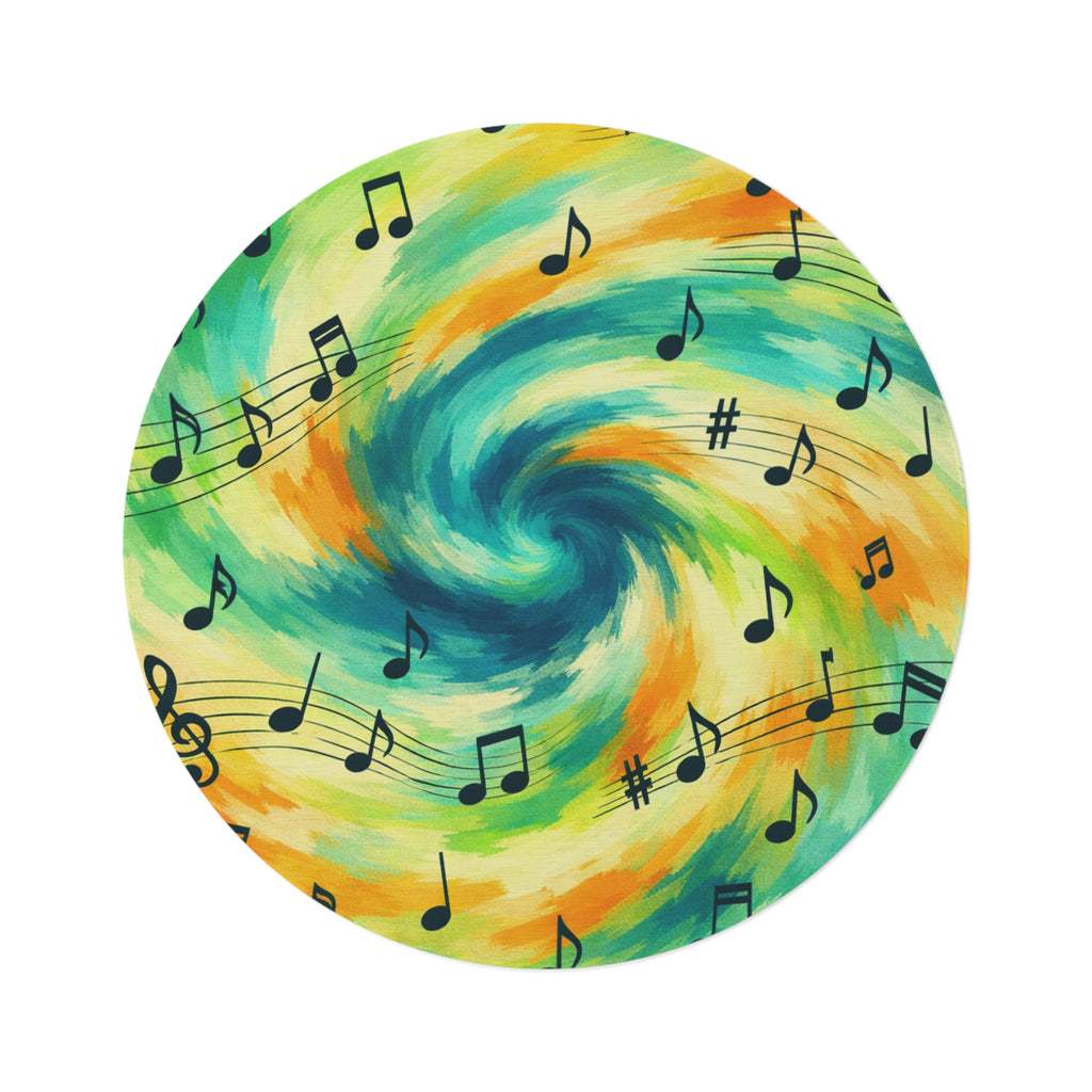 Musical Notes Swirl Round Rug | Music-Themed Round Rug