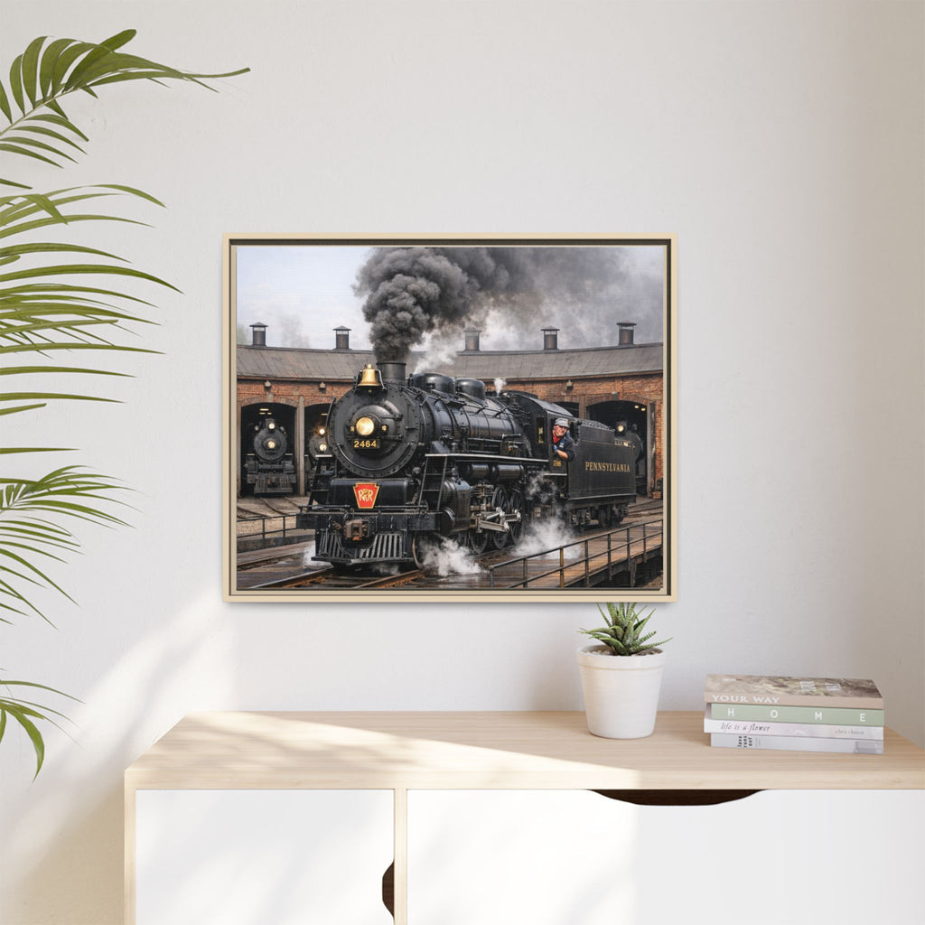 Framed Steam Train/Matte Canvas60 (Multi-color)