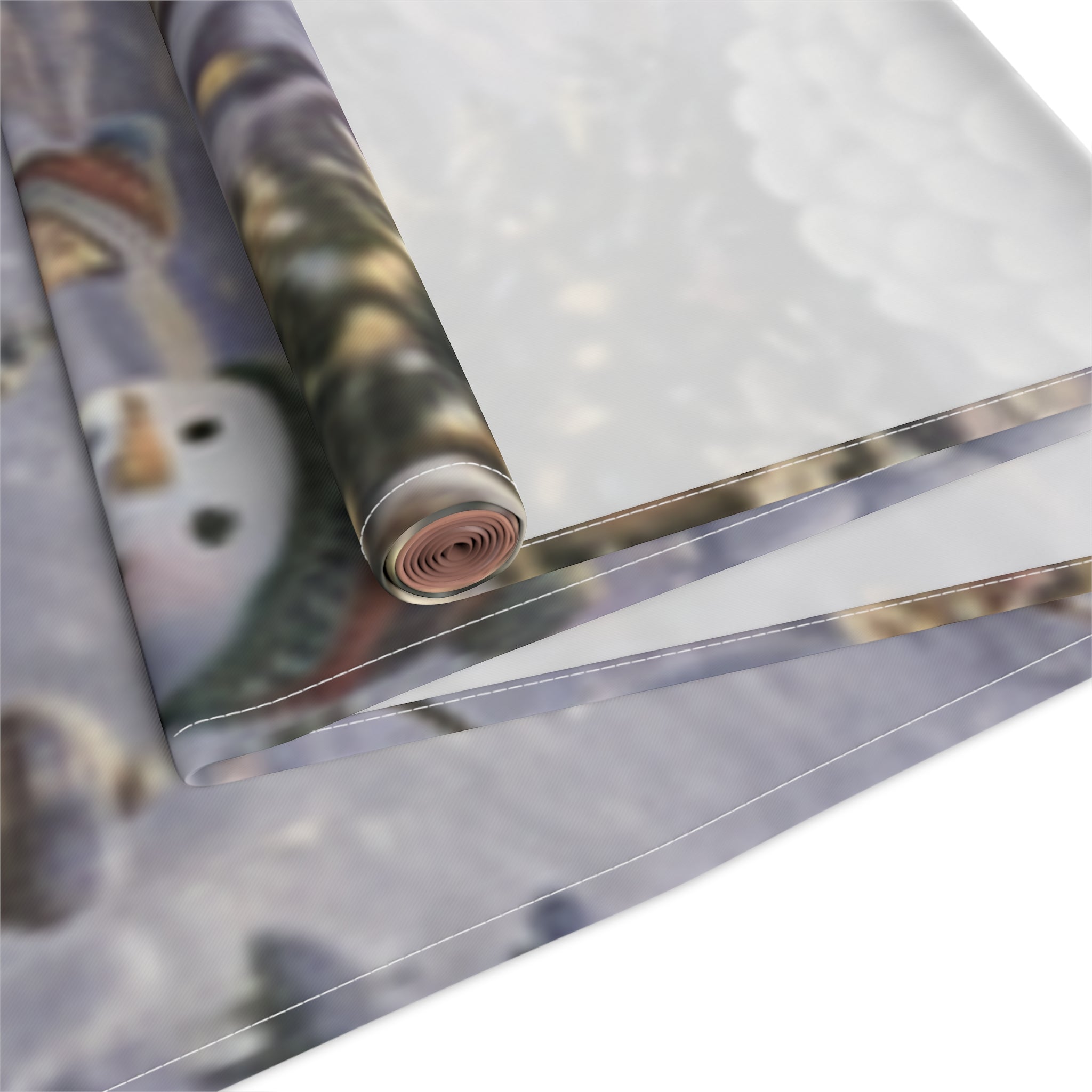 Storybook Snowman Village Table Runner, Winter Wonderland Cotton Poly