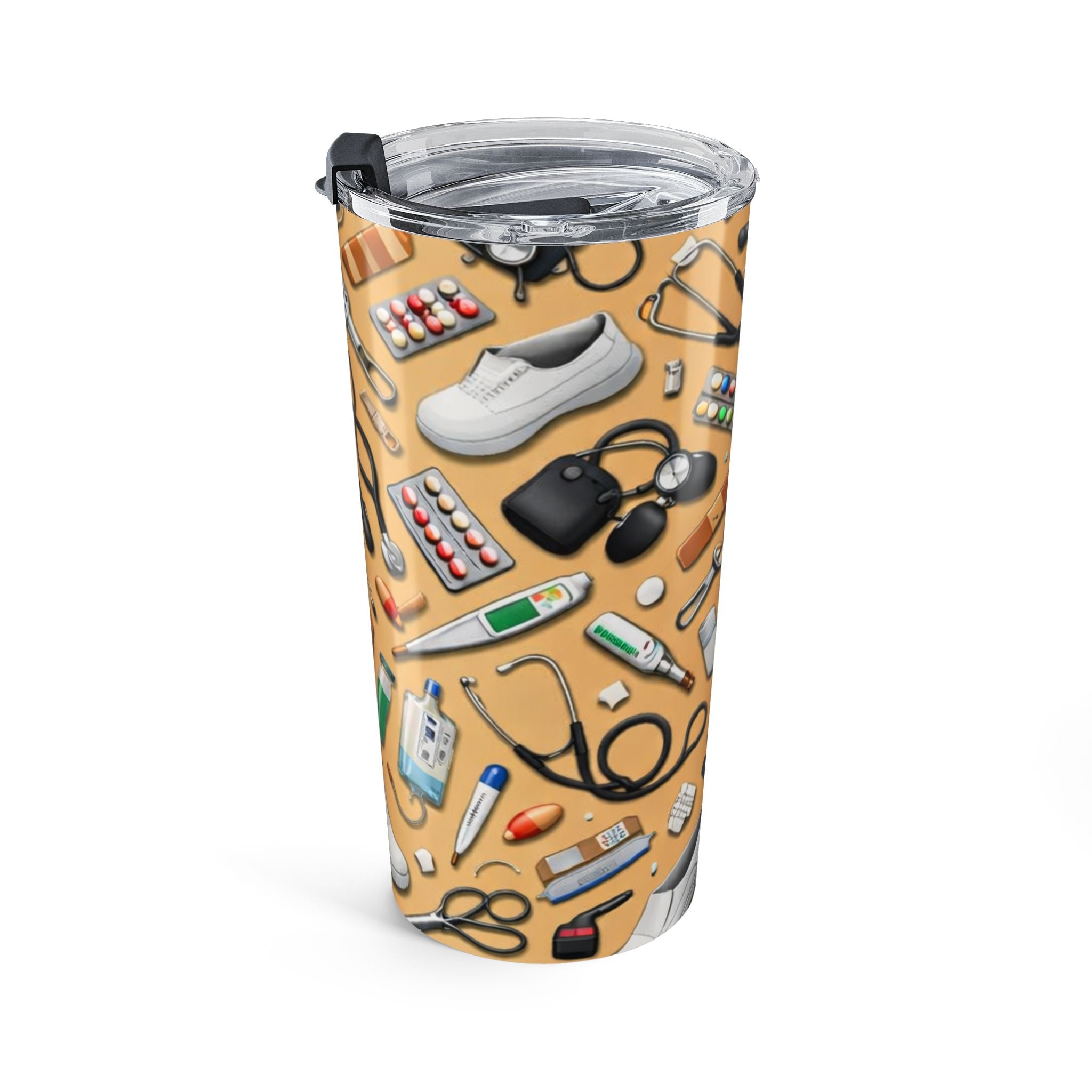 Medical Supplies Pattern Tumbler 20oz | Nurse Doctor Stethoscope Clipboard