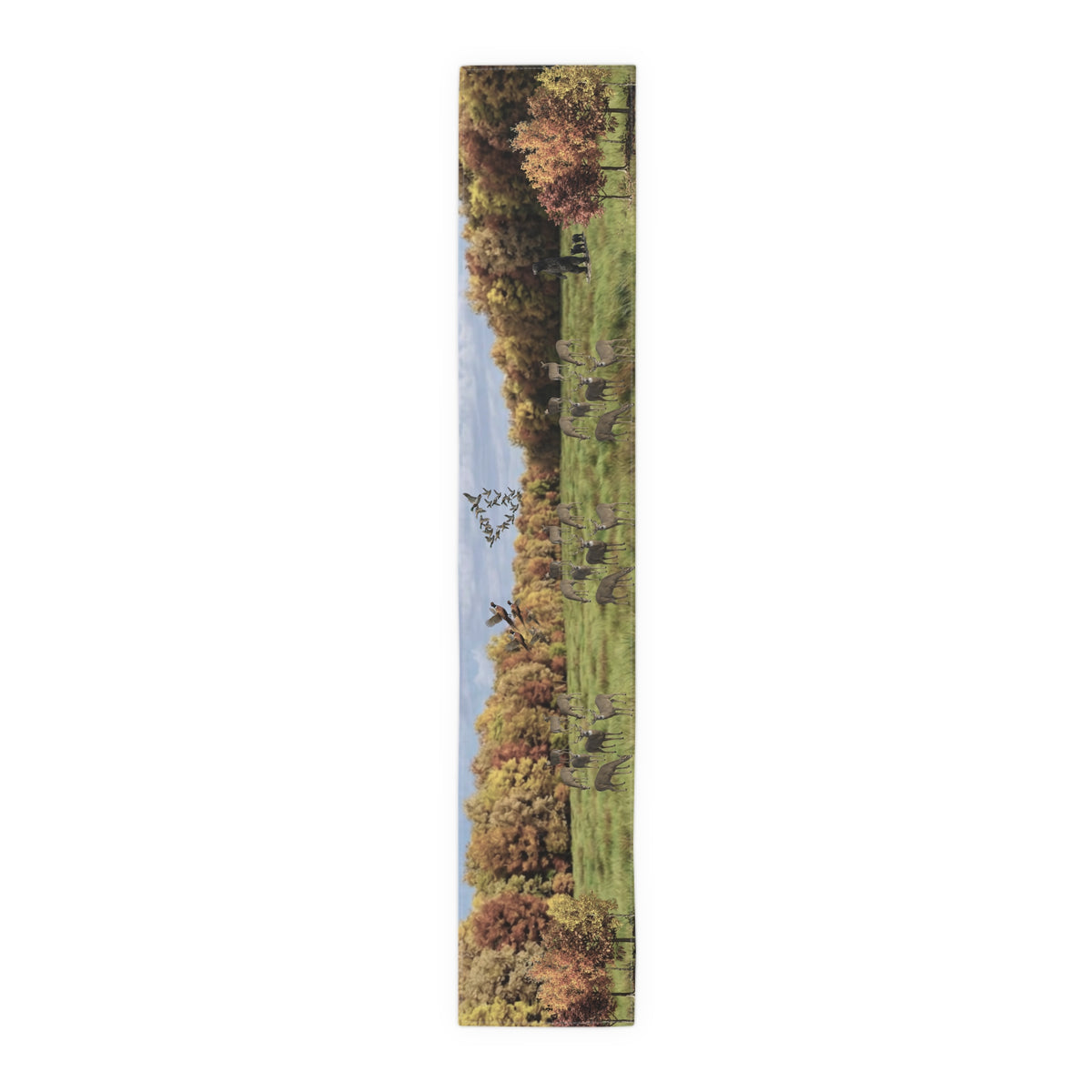 Fall Deer Table Runner | Autumn Wildlife Dining Decor (Cotton & Poly)