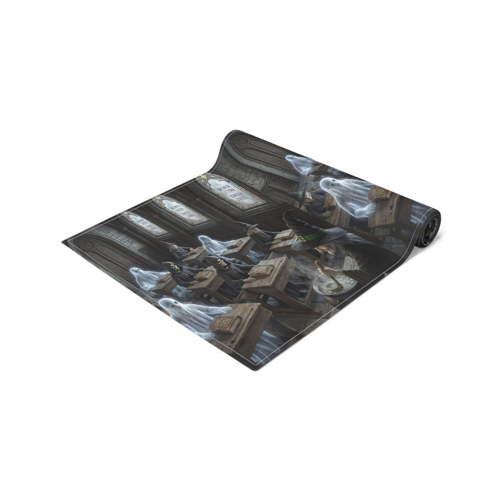 Haunted School Room Scene Table Runner | Halloween Gothic Decor
