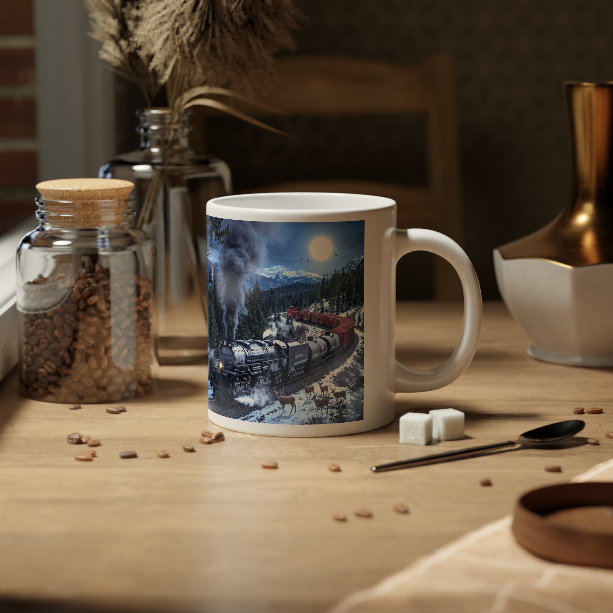 20oz Jumbo Mug - Vintage Steam Train Winter Landscape Coffee Cup
