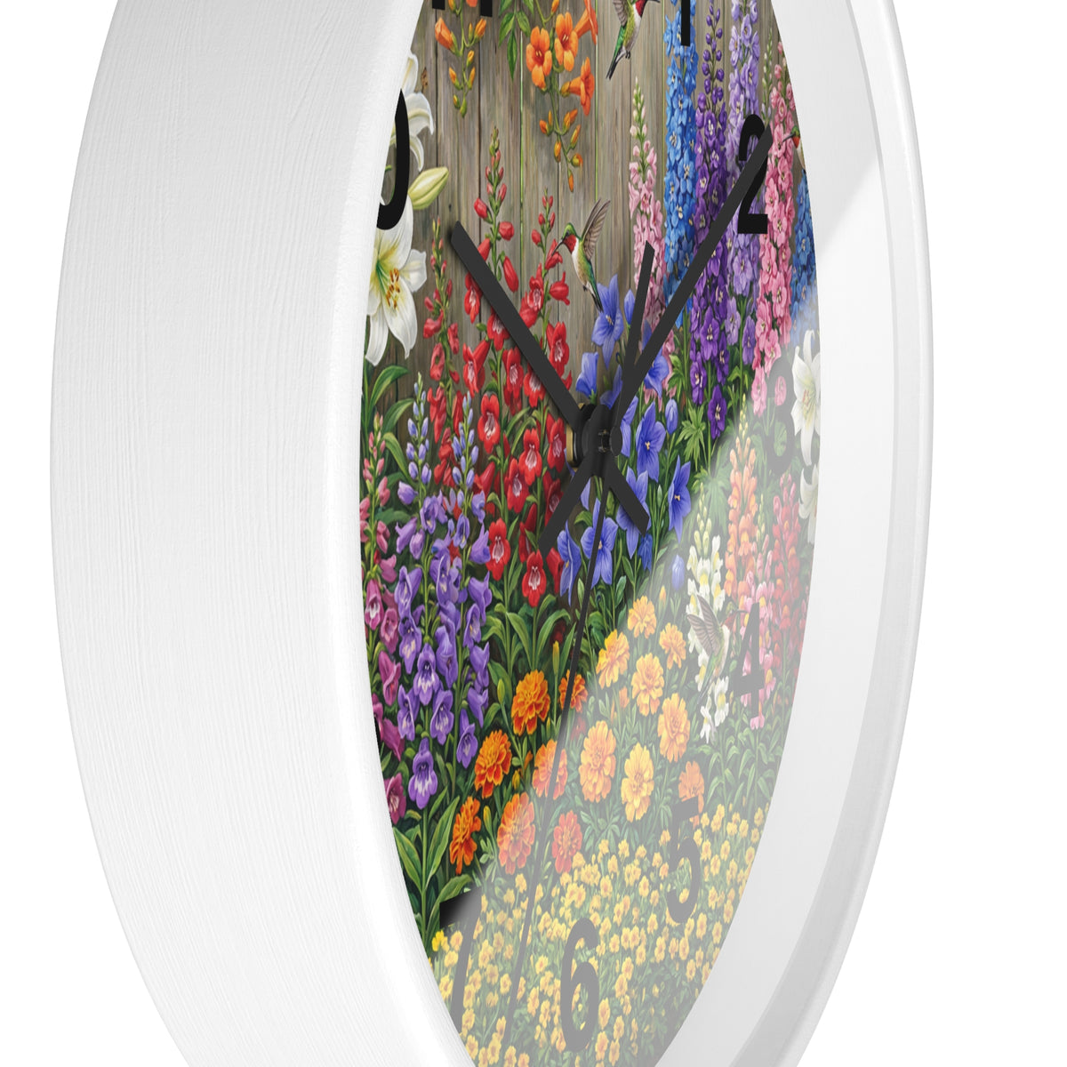 Floral Garden Wall Clock — Colorful Cottage Flower Timepiece