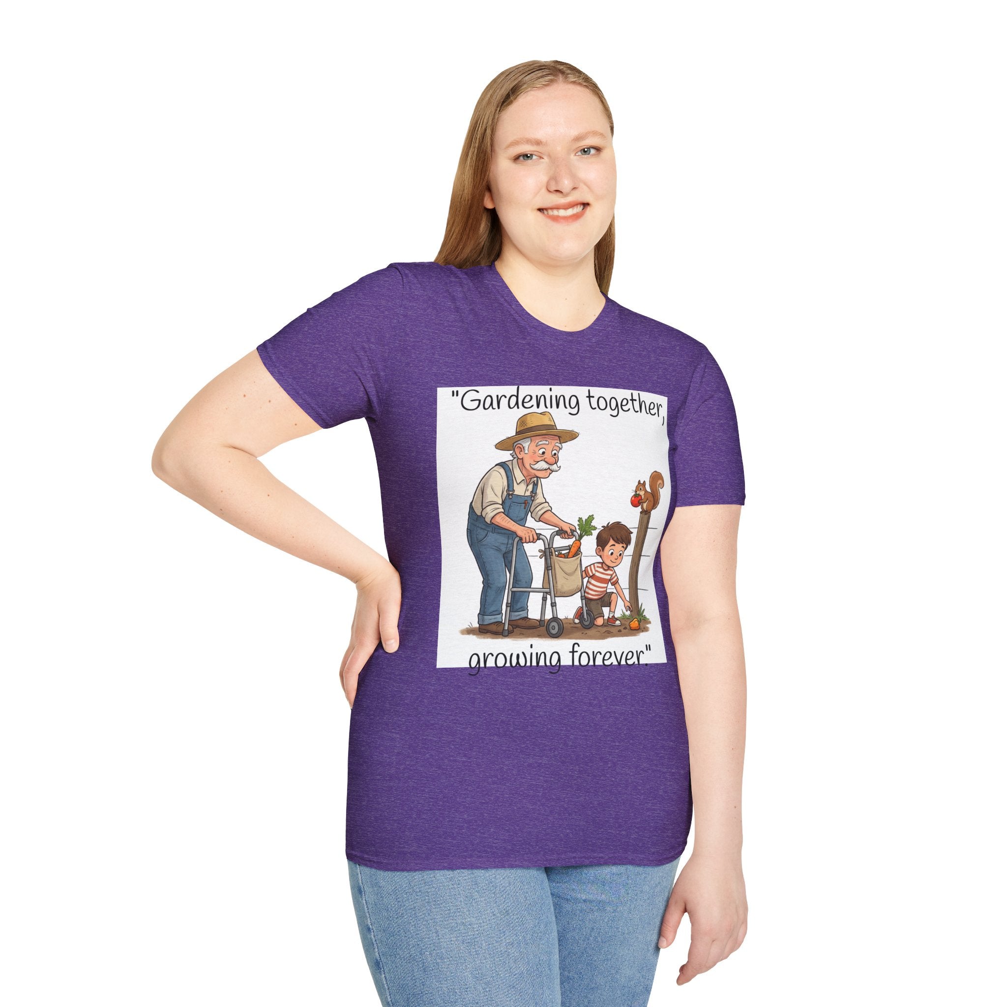 Gardening Together Growing Forever T-Shirt | Grandpa and Child Garden Design