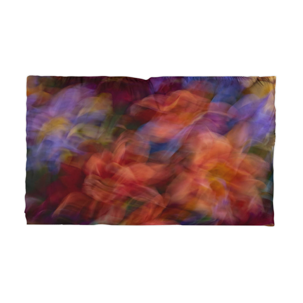 Abstract Floral Microfiber Pillowcase / Blurred Garden Art Pillow Cover