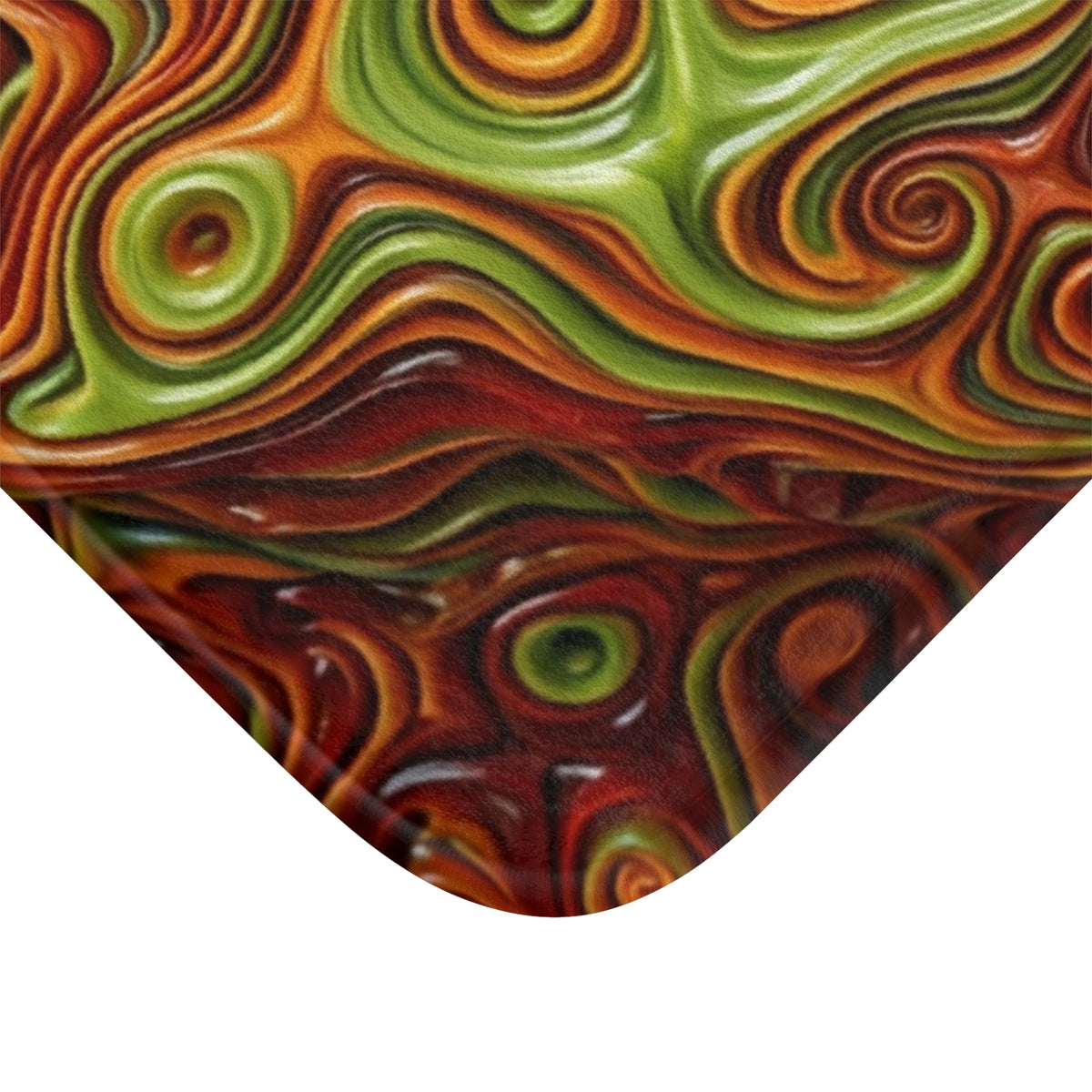 Abstract Swirl Pattern Bath Mat | Psychedelic Orange & Green Bath Mat