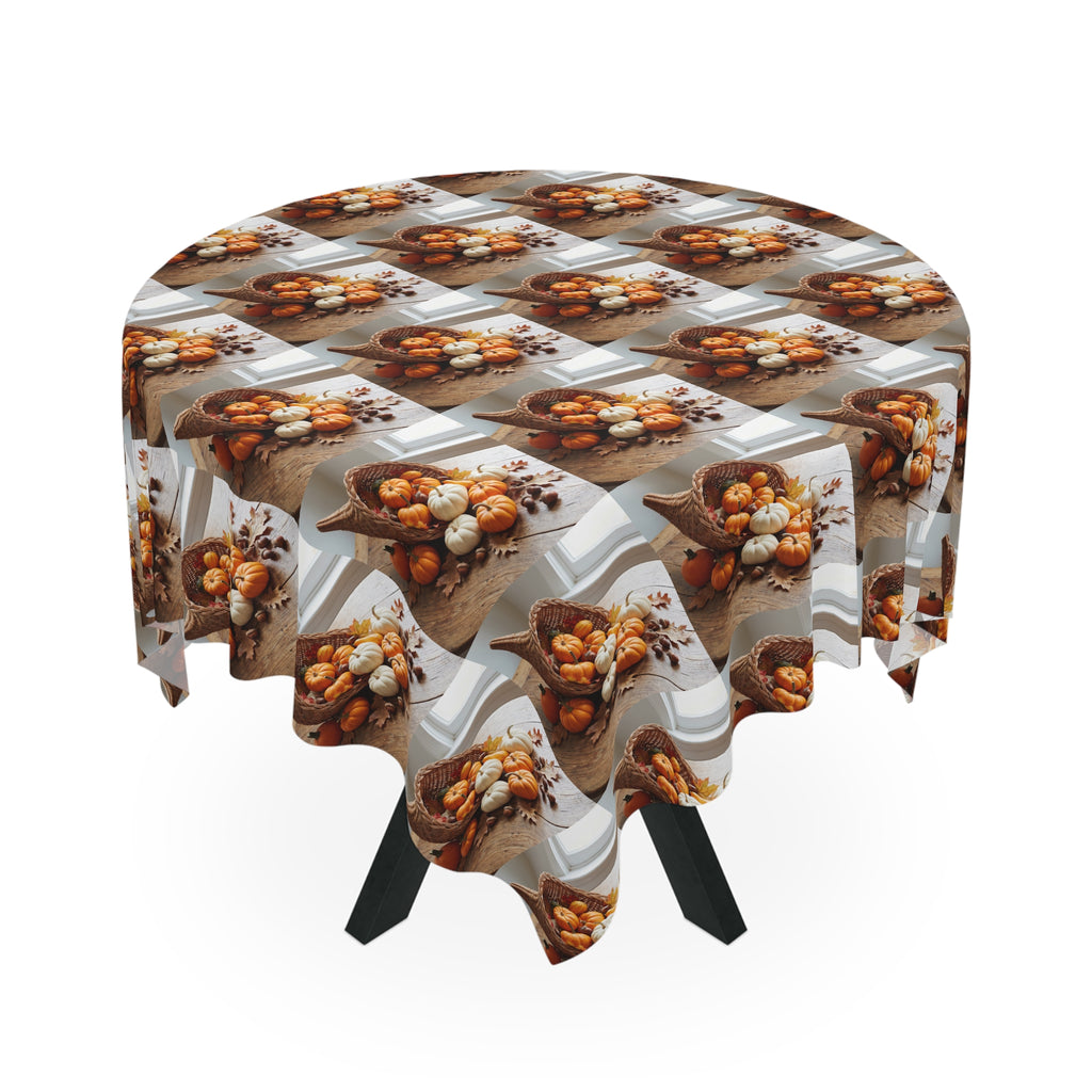 Fall Cornucopia Tablecloth / Harvest Thanksgiving Autumn Pumpkin Centerpiece Print