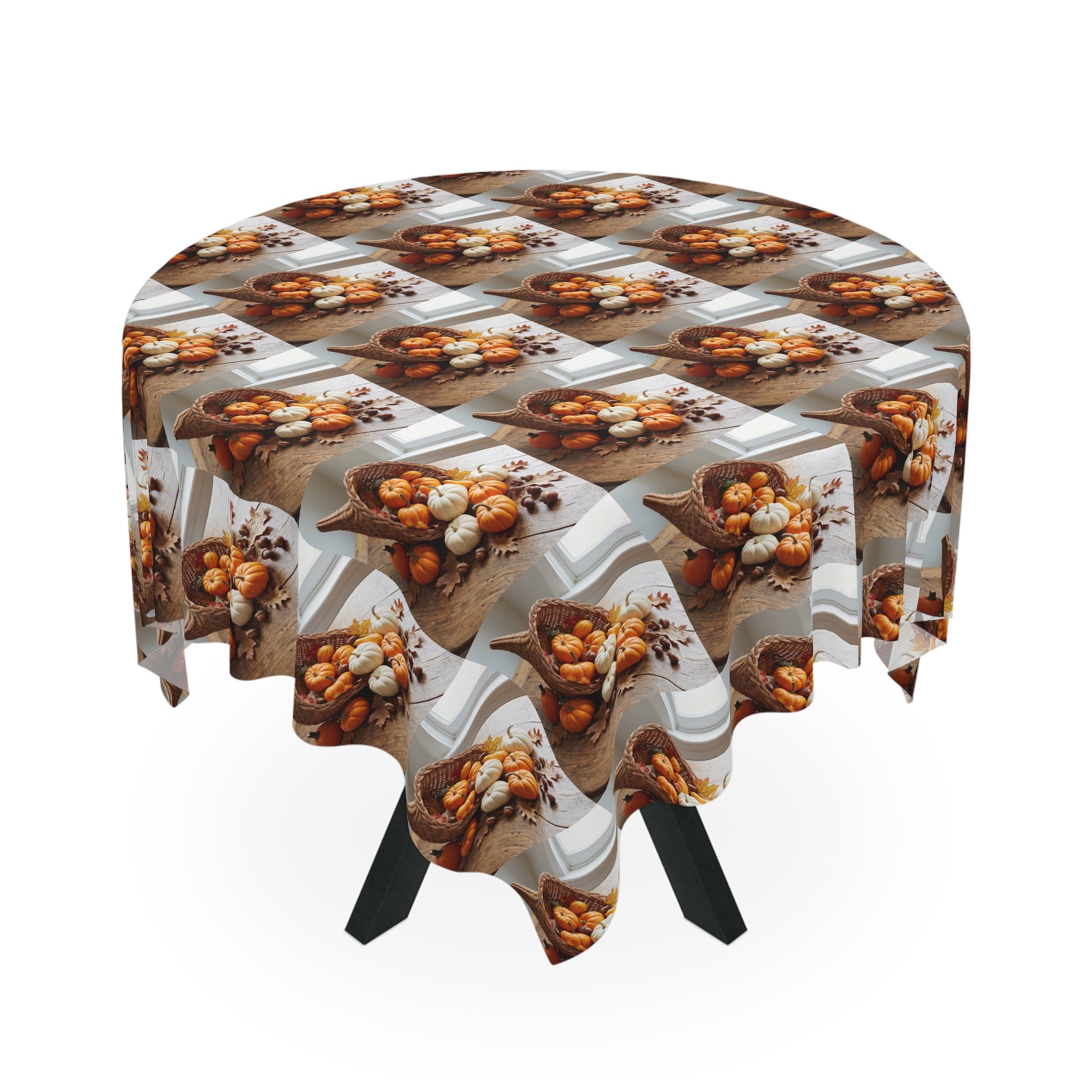 Fall Cornucopia Tablecloth / Harvest Thanksgiving Autumn Pumpkin Centerpiece Print