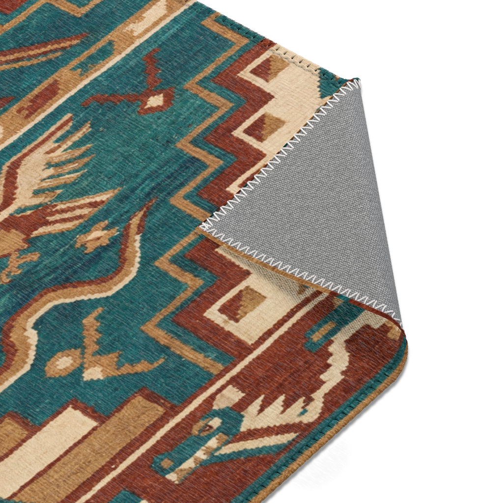 Southwestern Aztec Eagle Pattern Area Rug | Tribal Geometric Floor Mat