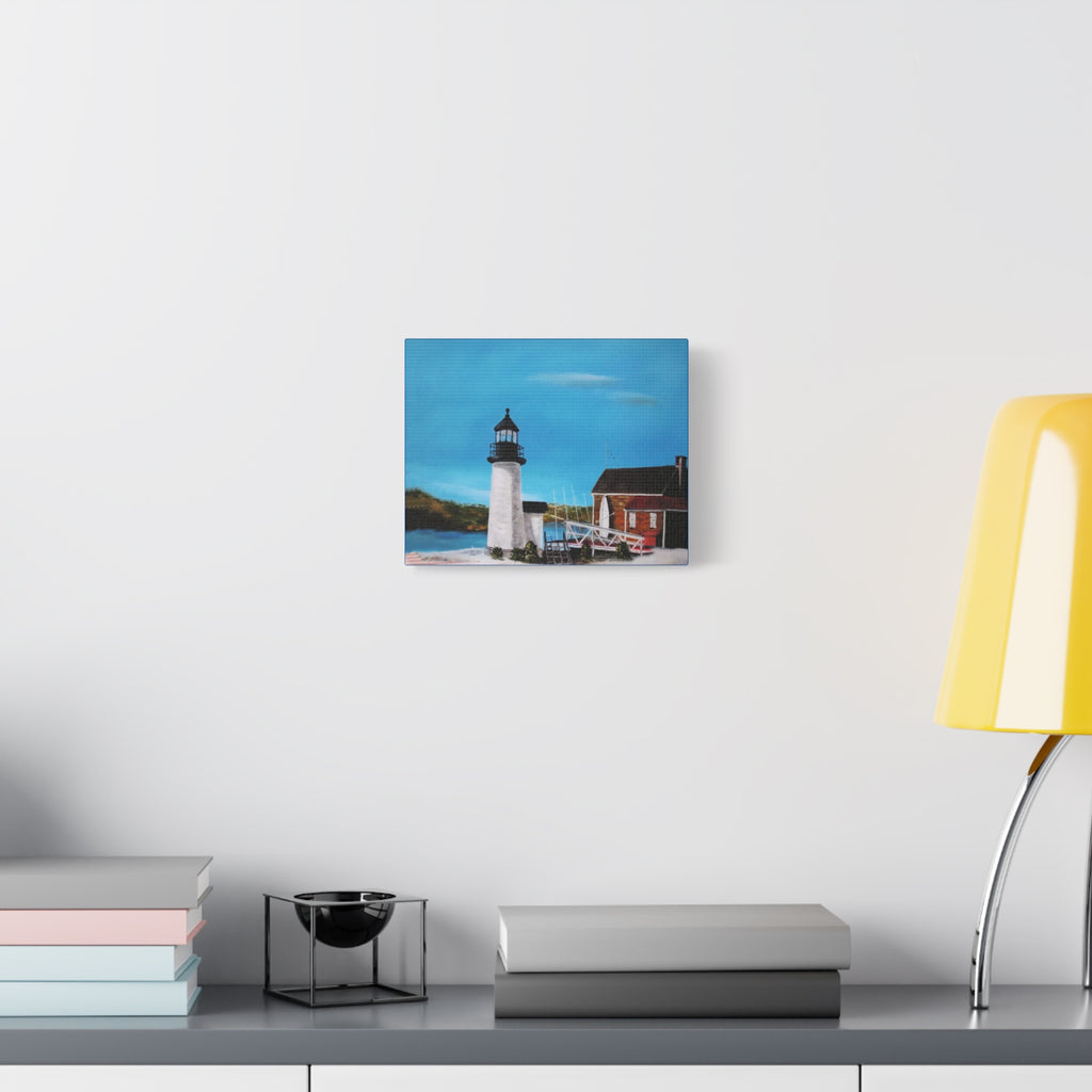 Lighthouse Coastal Painting Canvas | Matte Stretched Wall Art