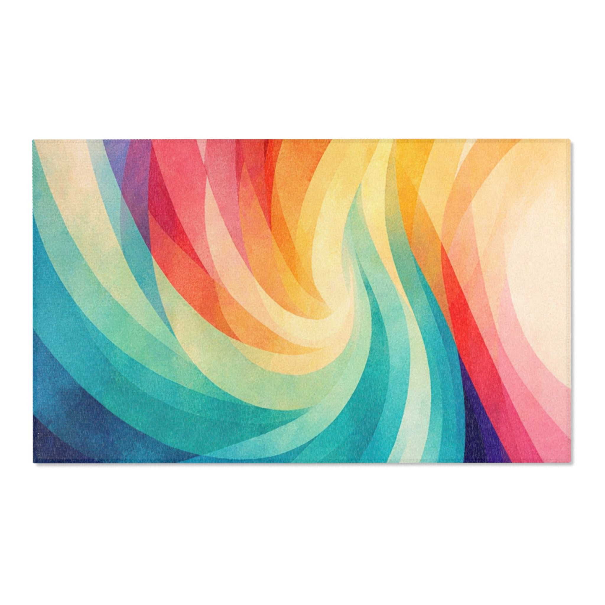 Rainbow Swirl Area Rug | Abstract Colorful Spiral