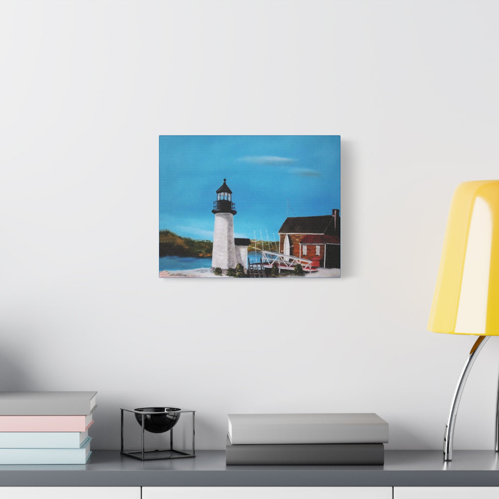 Lighthouse Coastal Painting Canvas | Matte Stretched Wall Art
