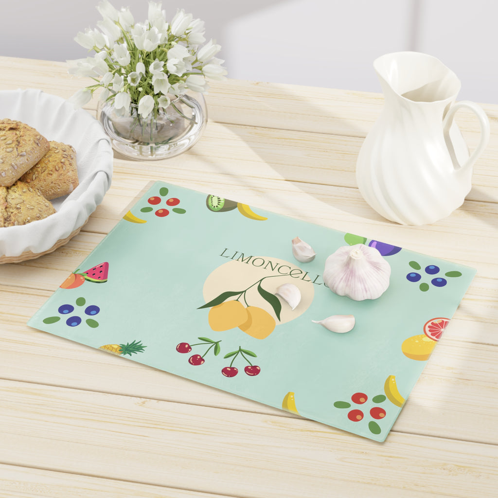 Limoncello Fruit Pattern Glass Cutting Board