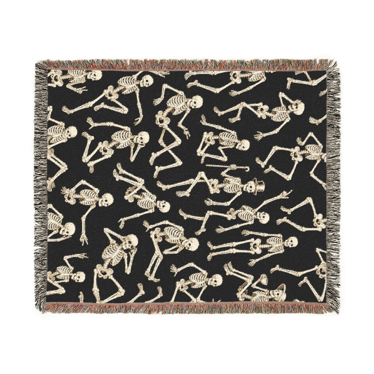 Gold Skeleton Woven Blanket - Halloween Throw