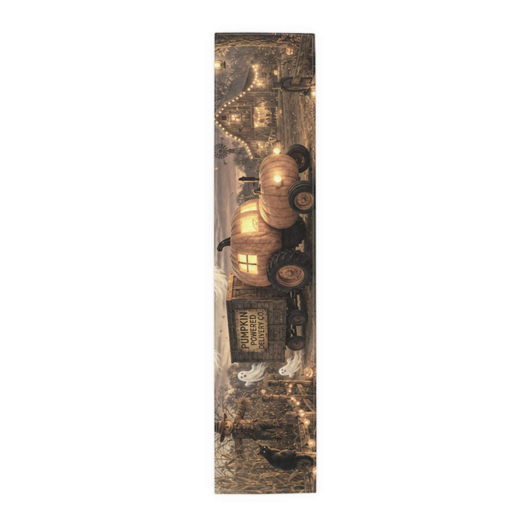 Haunted Pumpkin Truck Table Runner | Halloween Cotton Poly