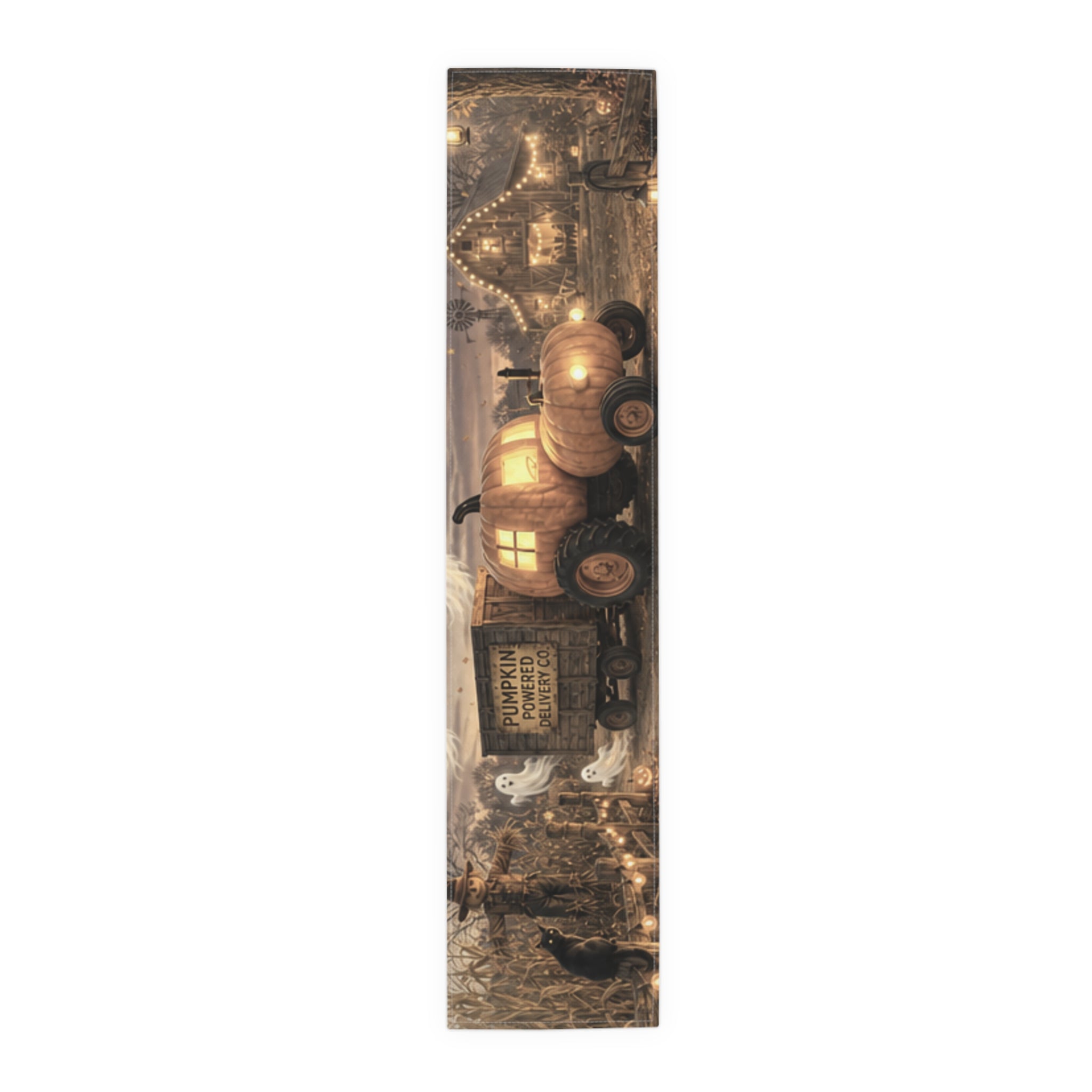 Haunted Pumpkin Truck Table Runner | Halloween Cotton Poly