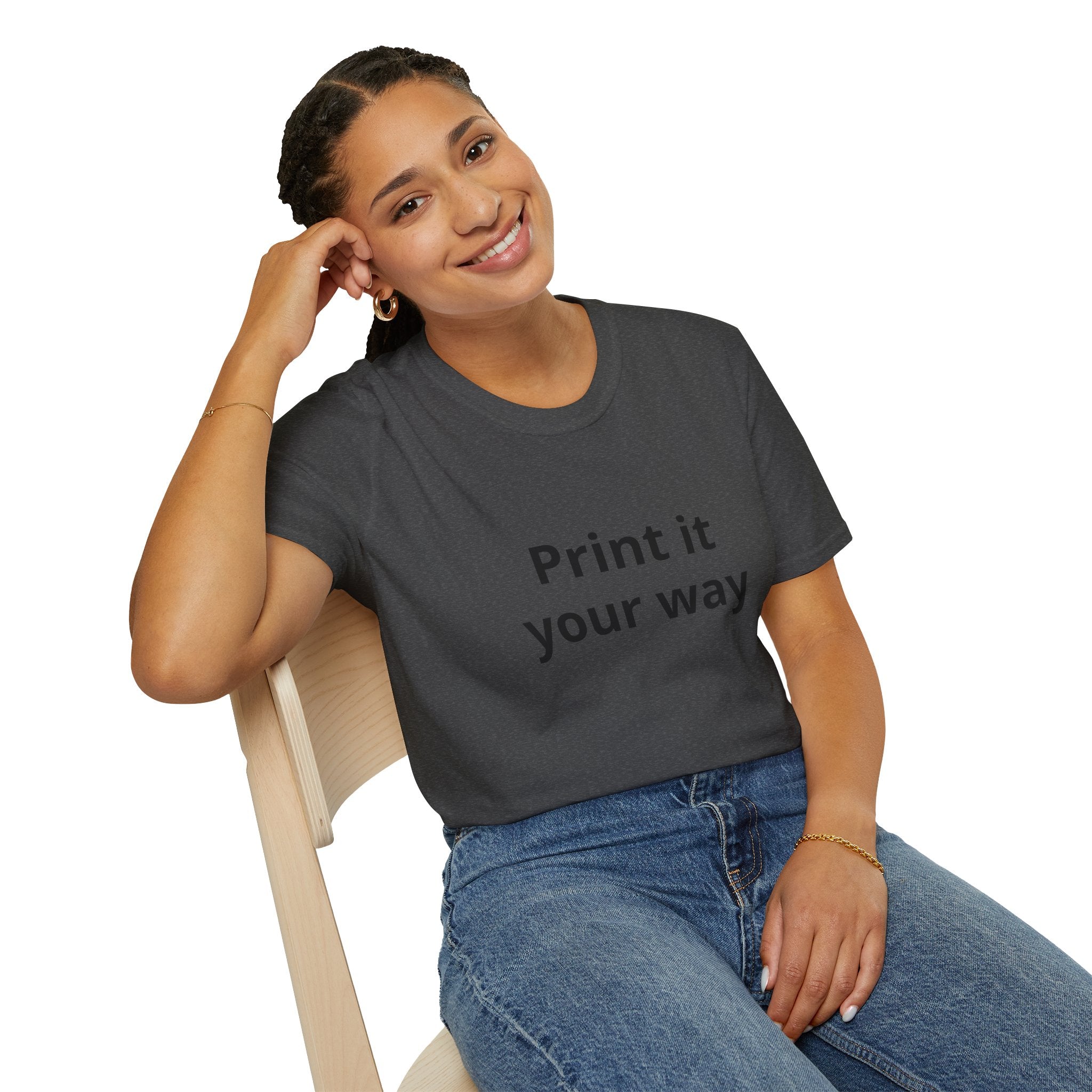 Print it Your Way T-Shirt | Customizable Text Mockup Tee