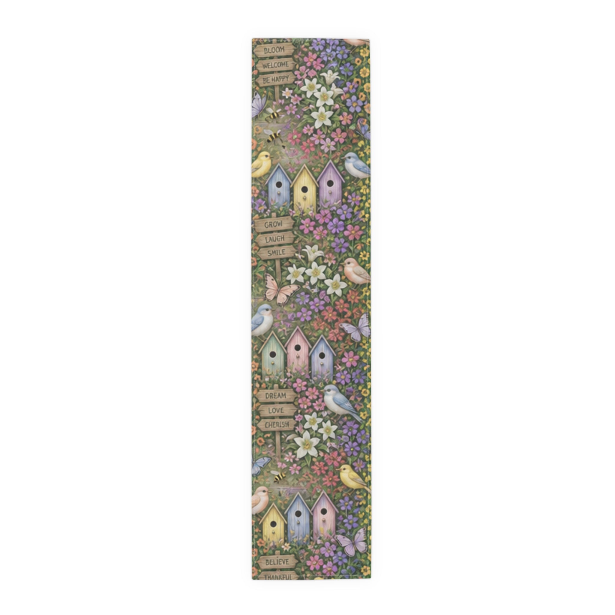Floral Garden Birds Bees Butterflies Table Runner