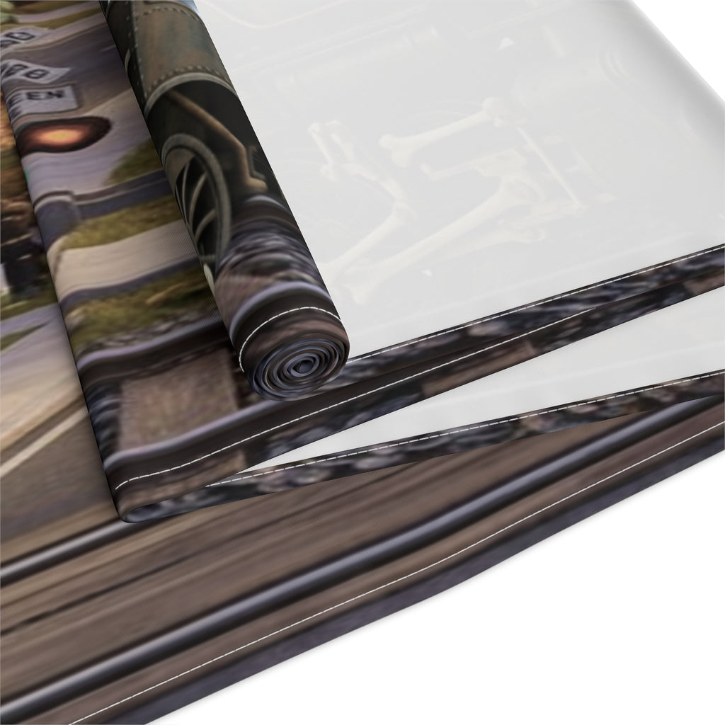 Vintage Steam Train Village Table Runner