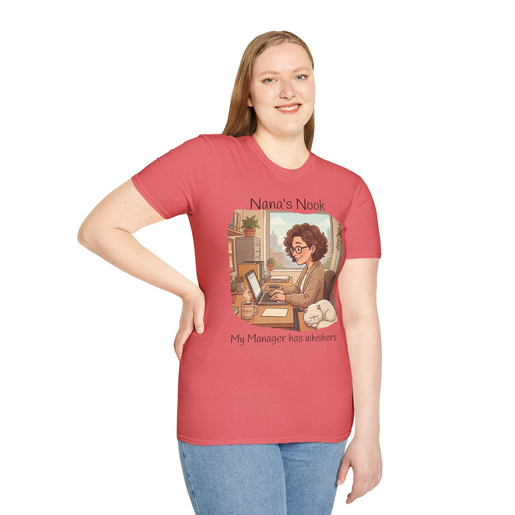 T-Shirt / "Nana's Nook: My Manager Has Whiskers" Cozy Grandma Cat Lover Tee
