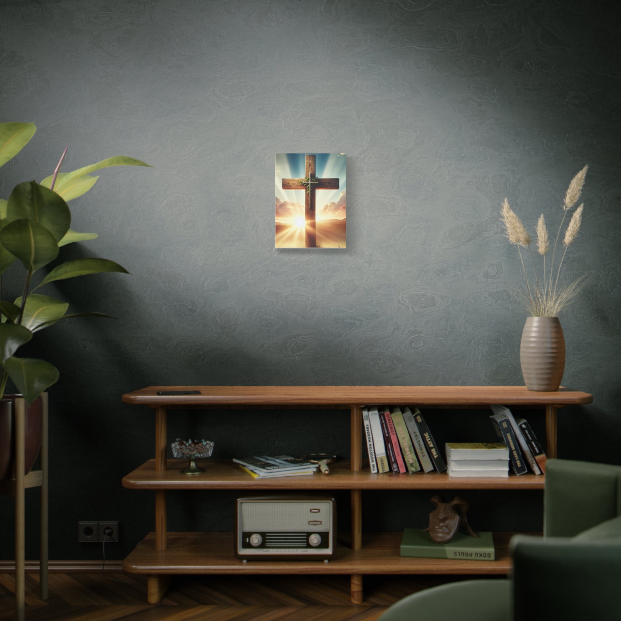 Sunrise Cross Matte Canvas Wall Art / Christian Inspirational Religious Home Decor