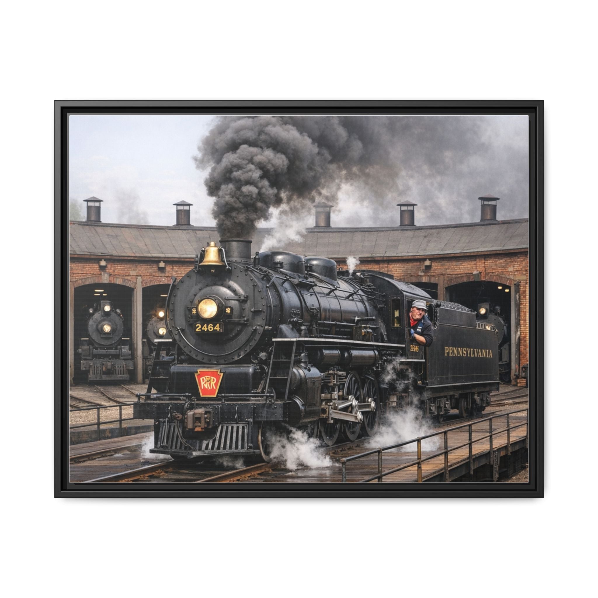 Framed Steam Train/Matte Canvas60 (Multi-color)