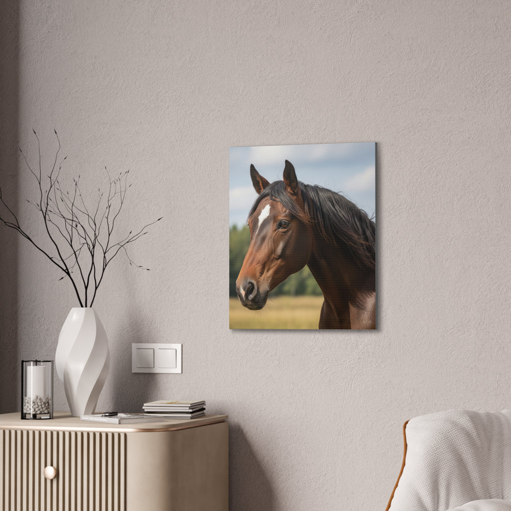 Bay Horse Portrait Canvas Print / Wall Art for Equestrian Lovers