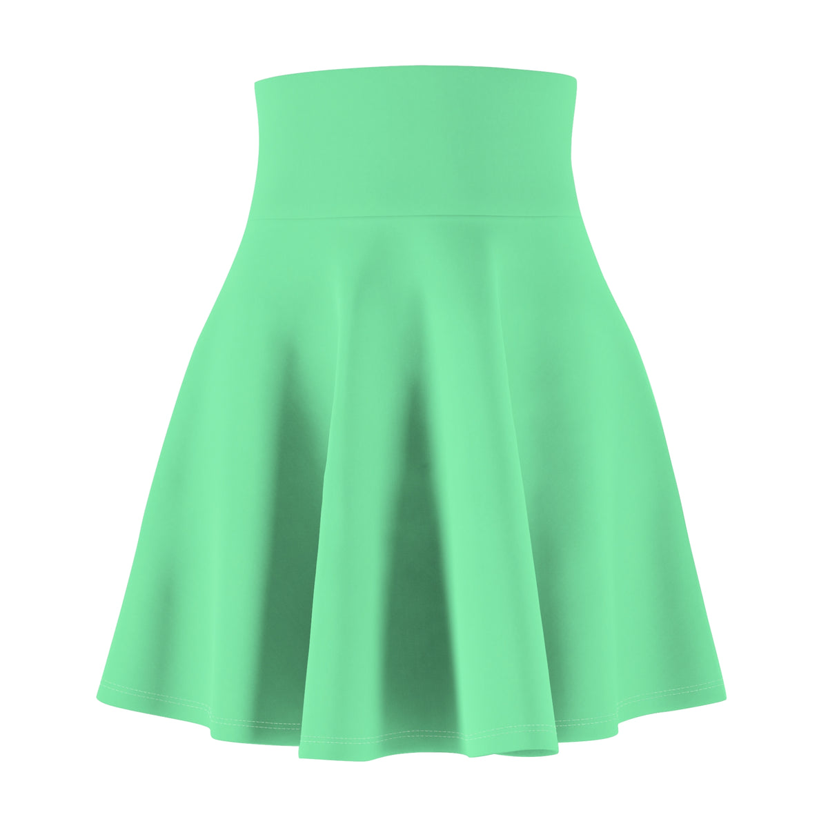 Mint Green Solid Skater Skirt - Flared Waistband