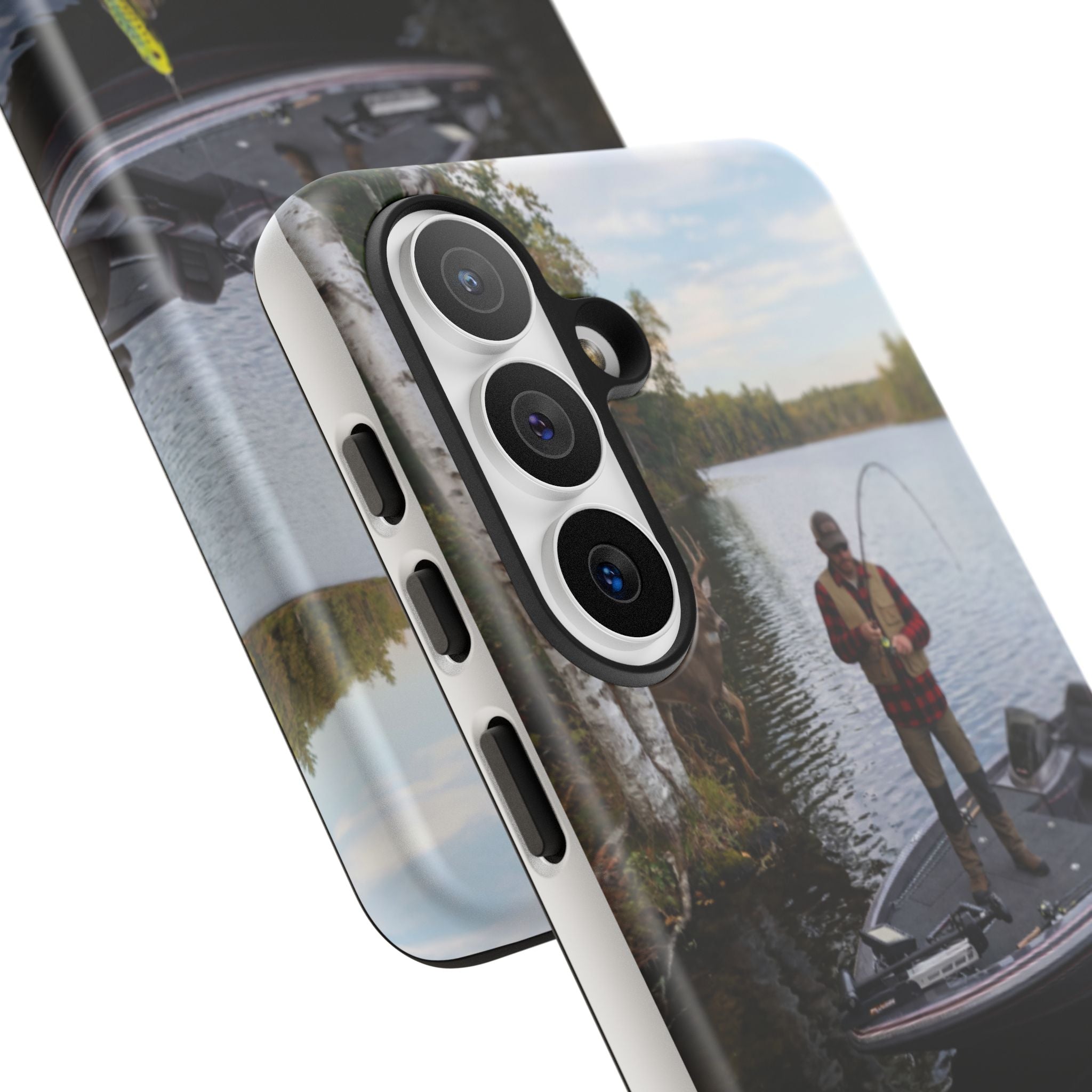 Fisherman Catching Bass phone case | Fishing lake photo phone case
