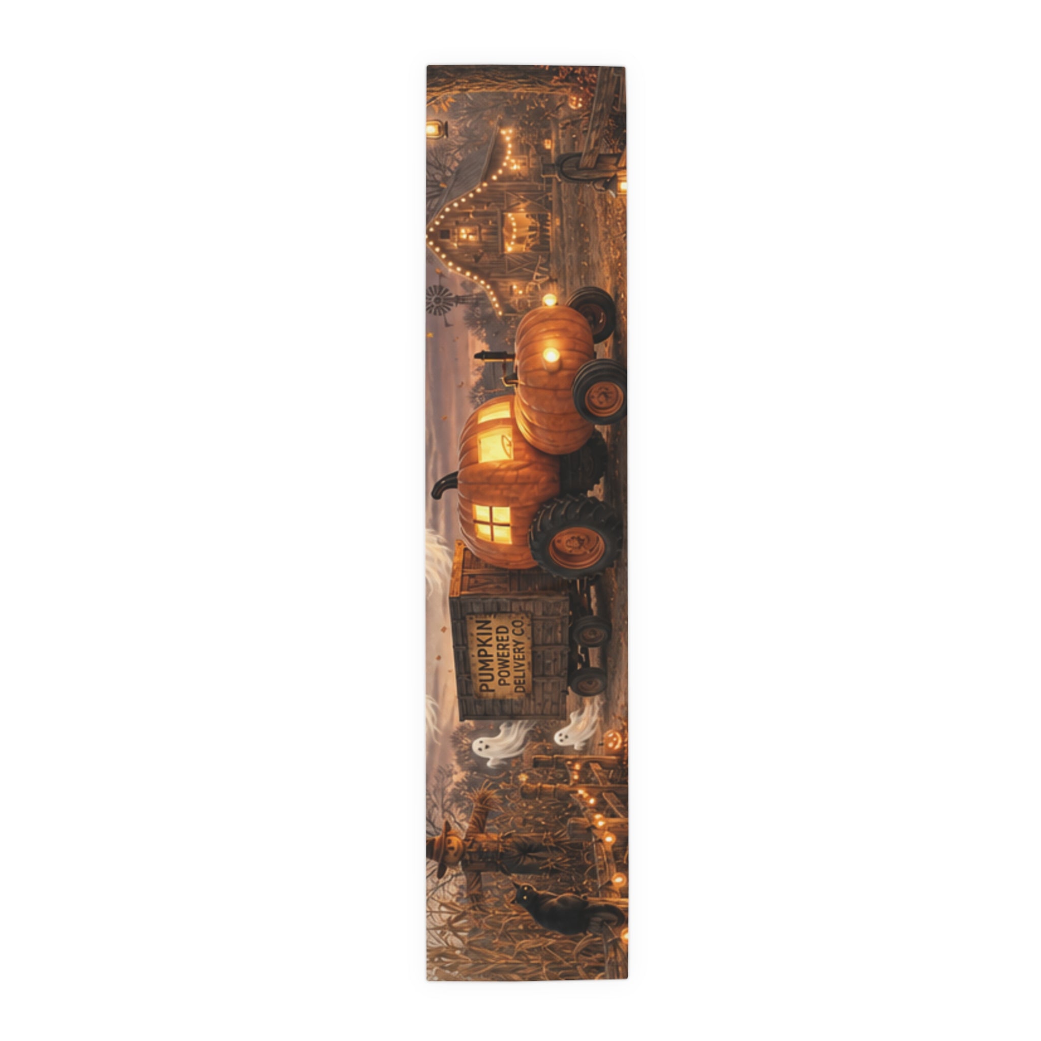 Haunted Pumpkin Truck Table Runner | Halloween Cotton Poly