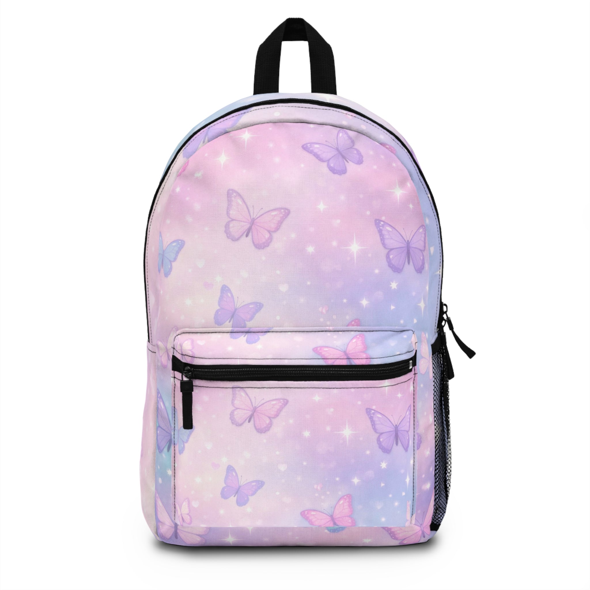 Pastel Butterfly Pattern Backpack | Pink Lavender Stars