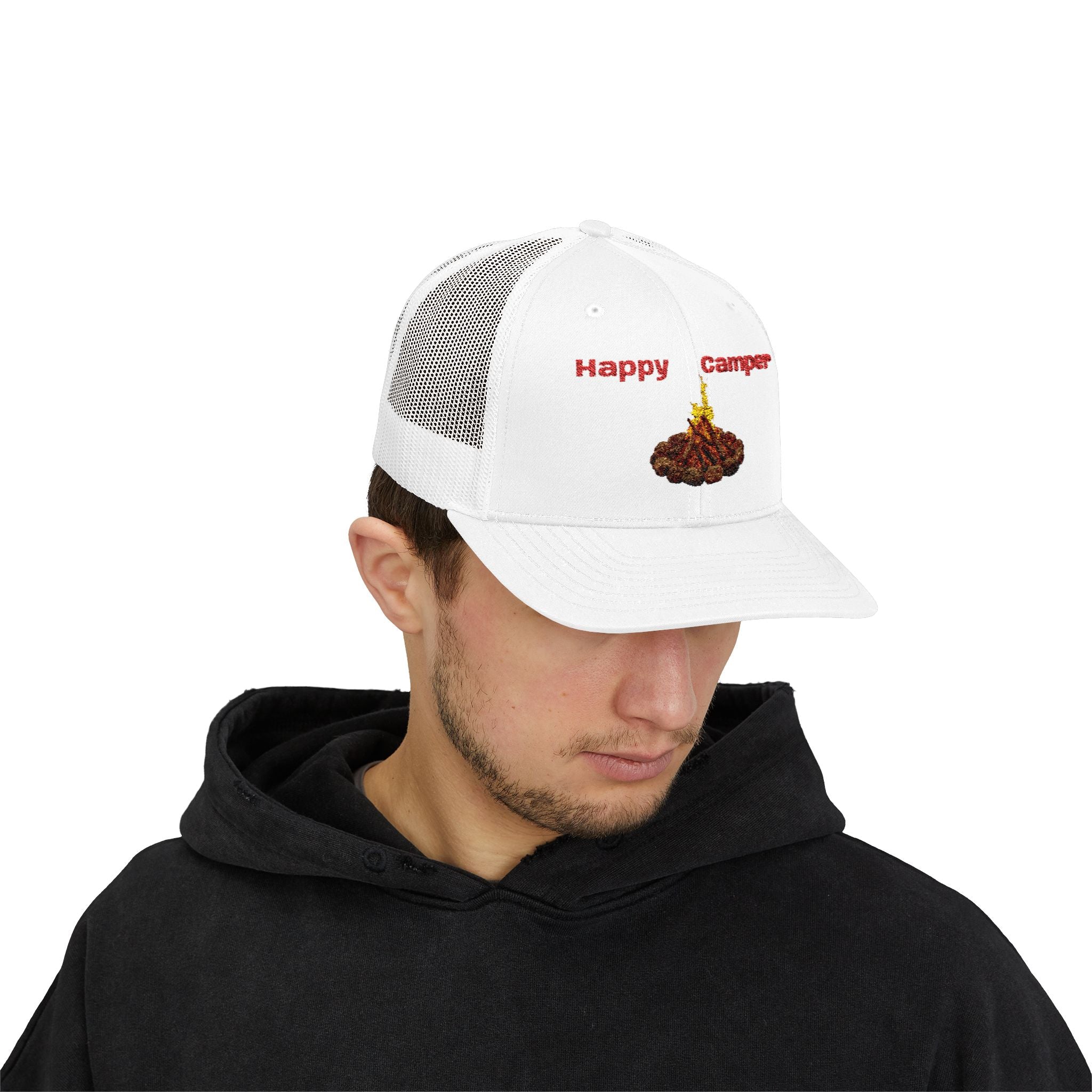 Happy Camper campfire Embroidered Snapback Cap | Trucker hat