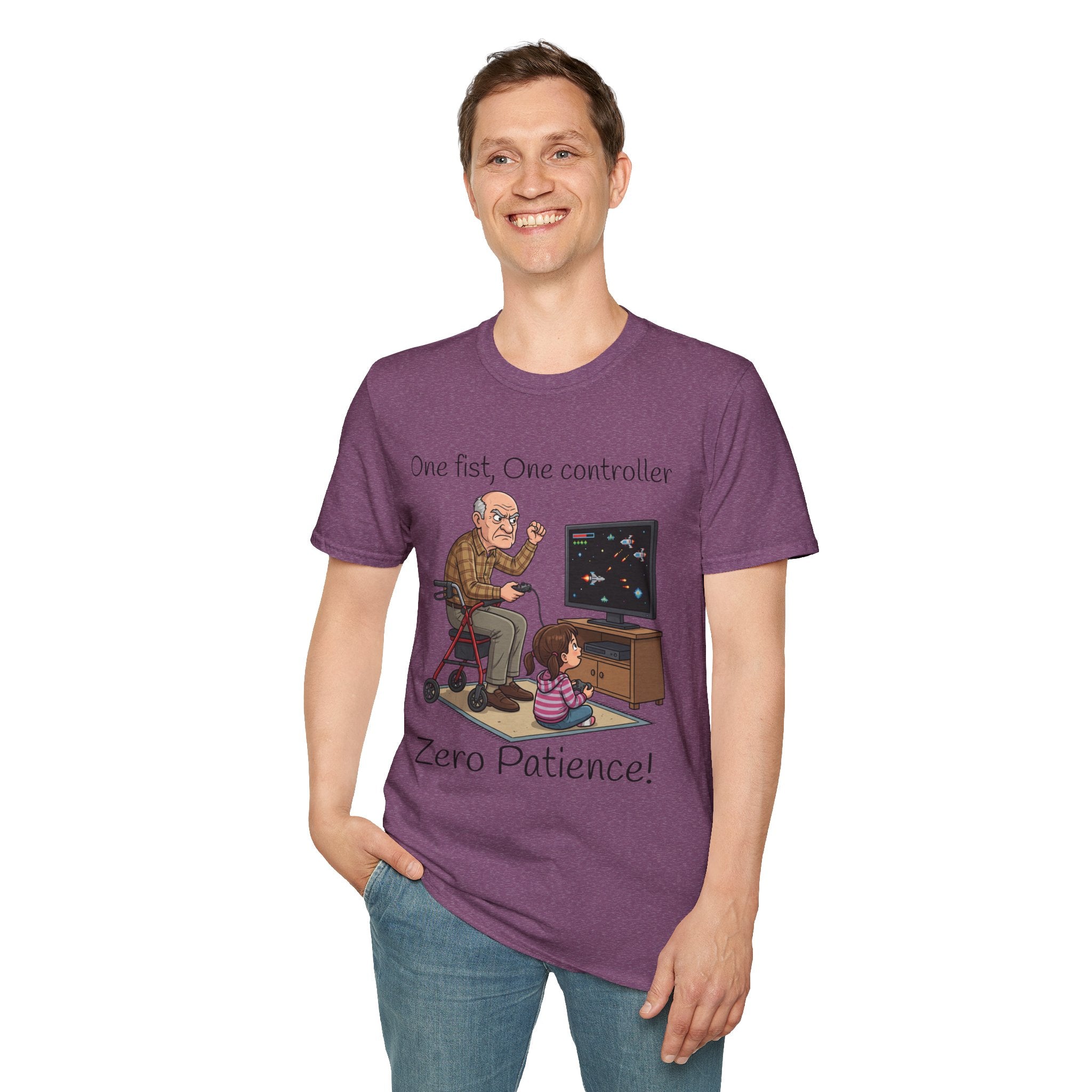 One Fist One Controller Zero Patience Grandpa Unisex Graphic T-Shirt – Funny Gaming Cotton Tee